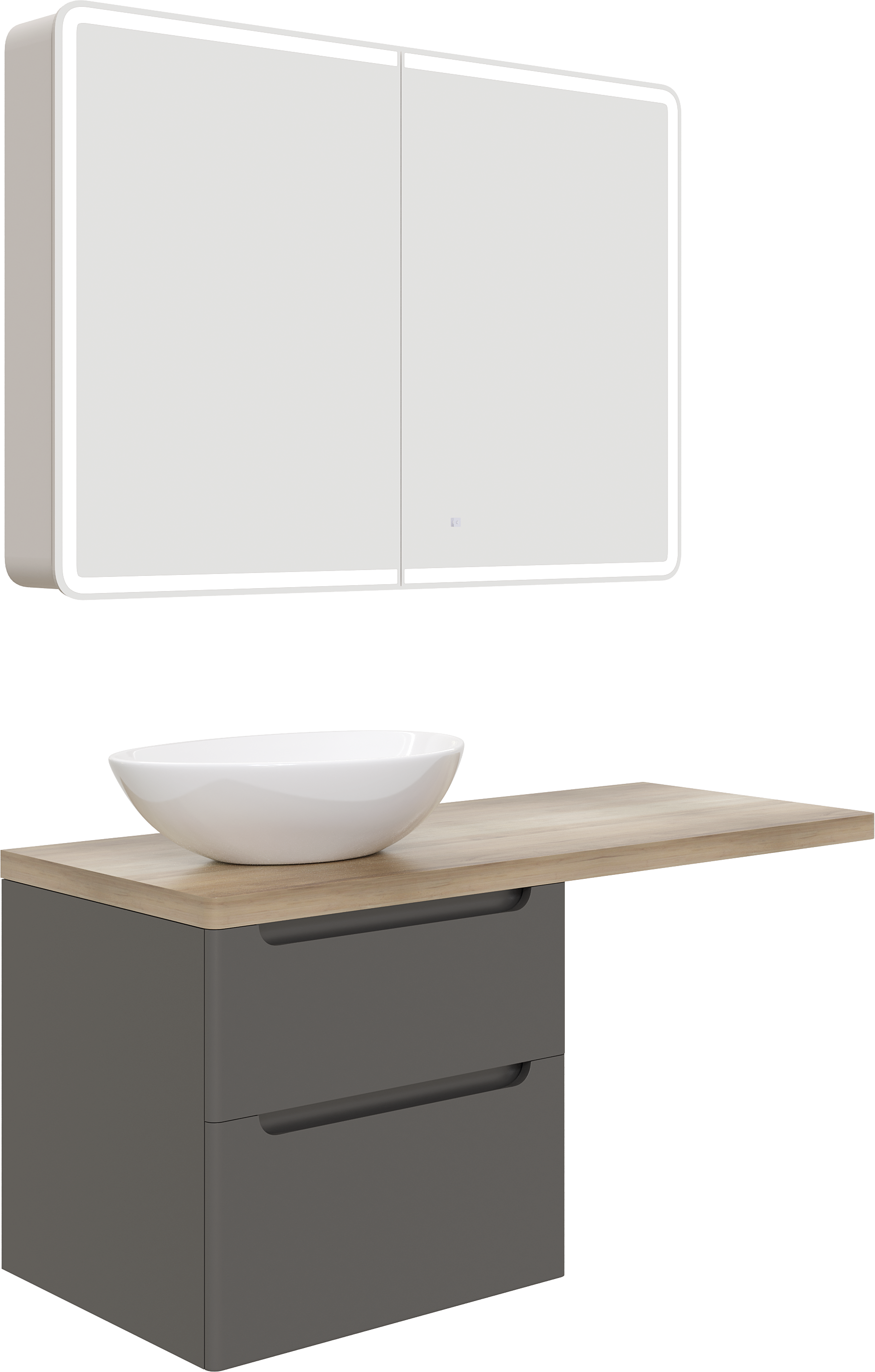Мебель для ванной комнаты STWORKI Берген 60 серая со светлой столешницей 122, раковина Moduo 55 Leaf, R