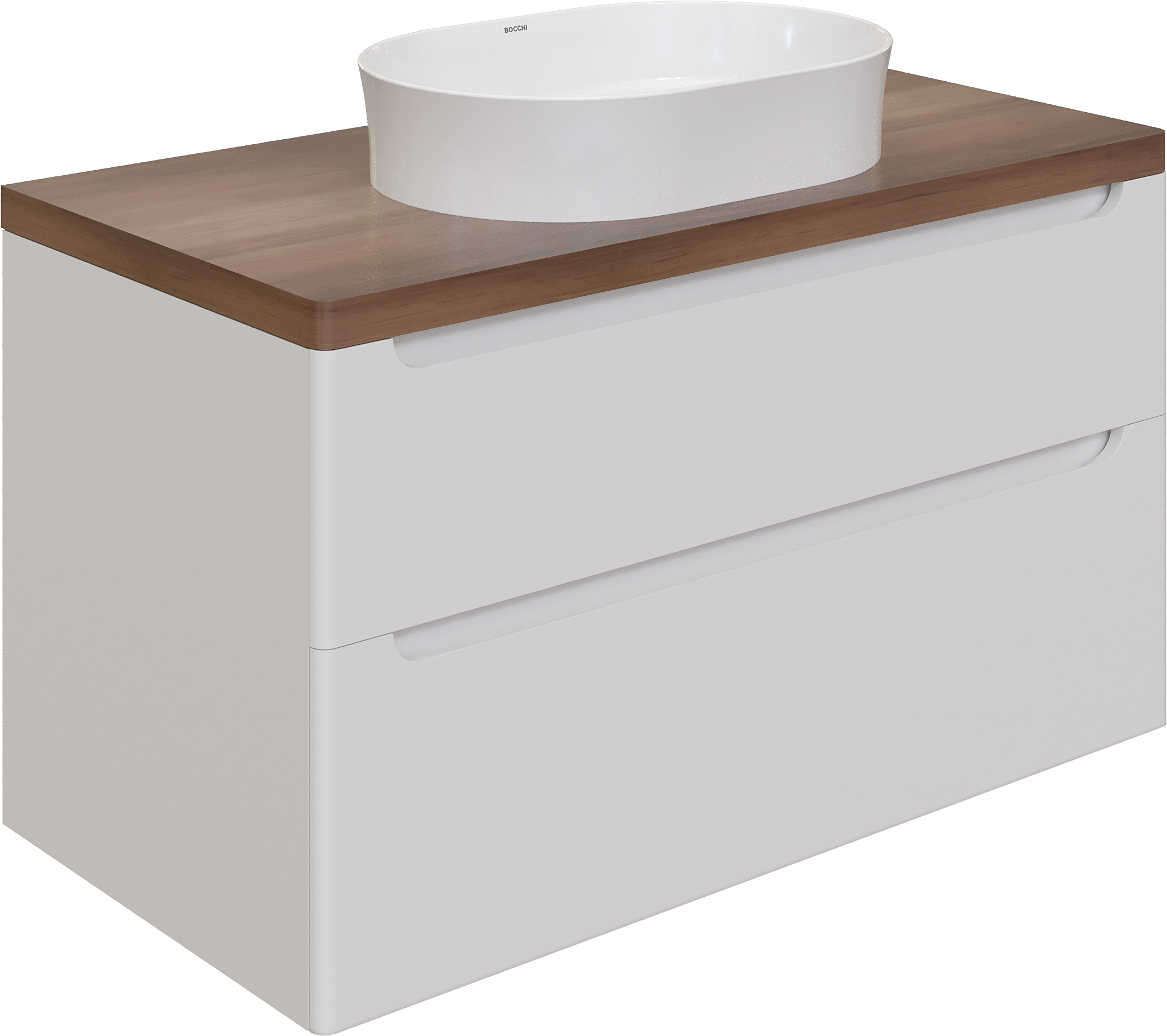Мебель для ванной комнаты STWORKI Берген 100 белая с темной столешницей, раковина Bocchi Sottile 1521-001-0125 купить в Тамбове