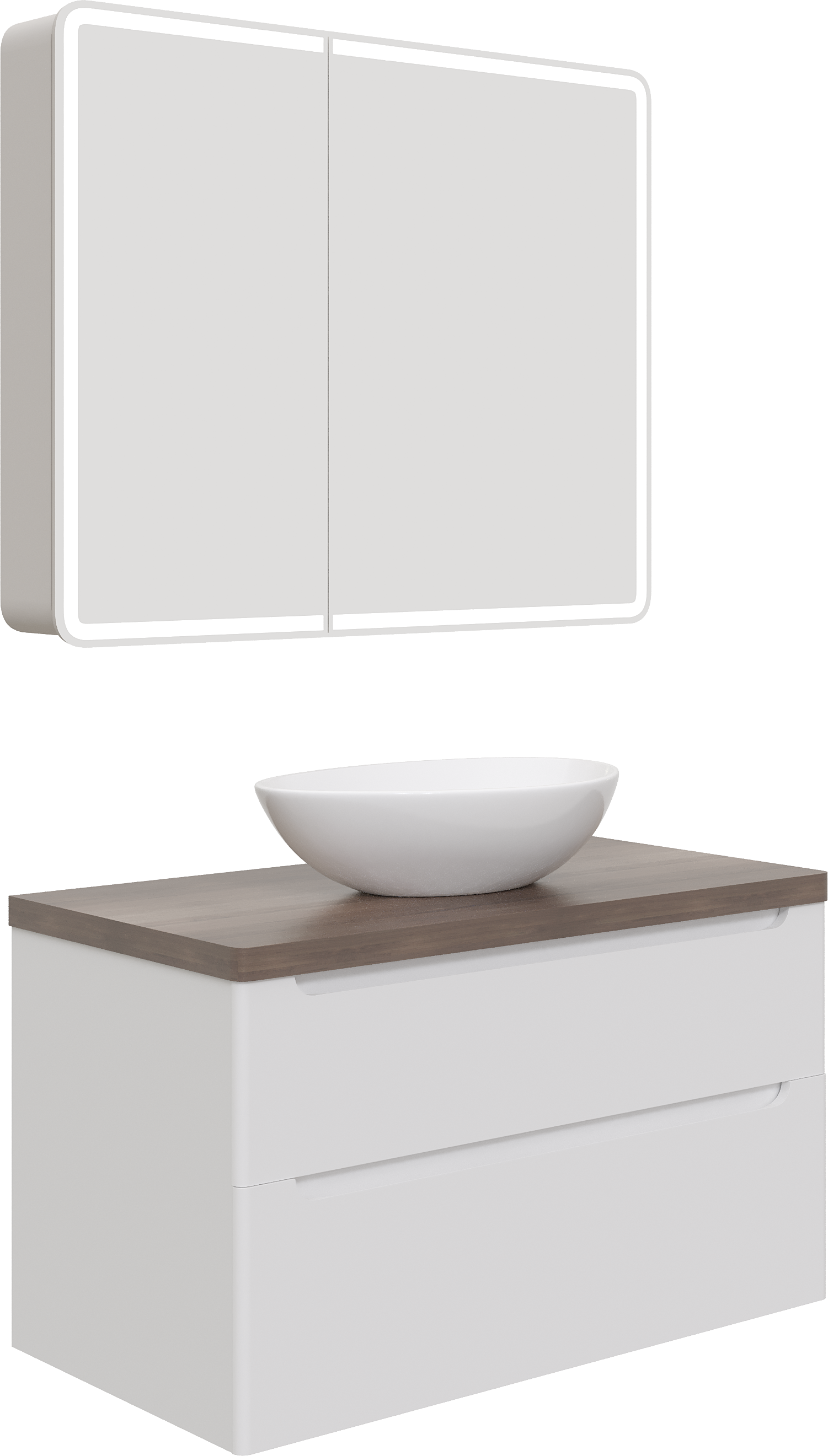 Мебель для ванной комнаты STWORKI Берген 100 белая с темной столешницей, раковина Moduo 55 Leaf