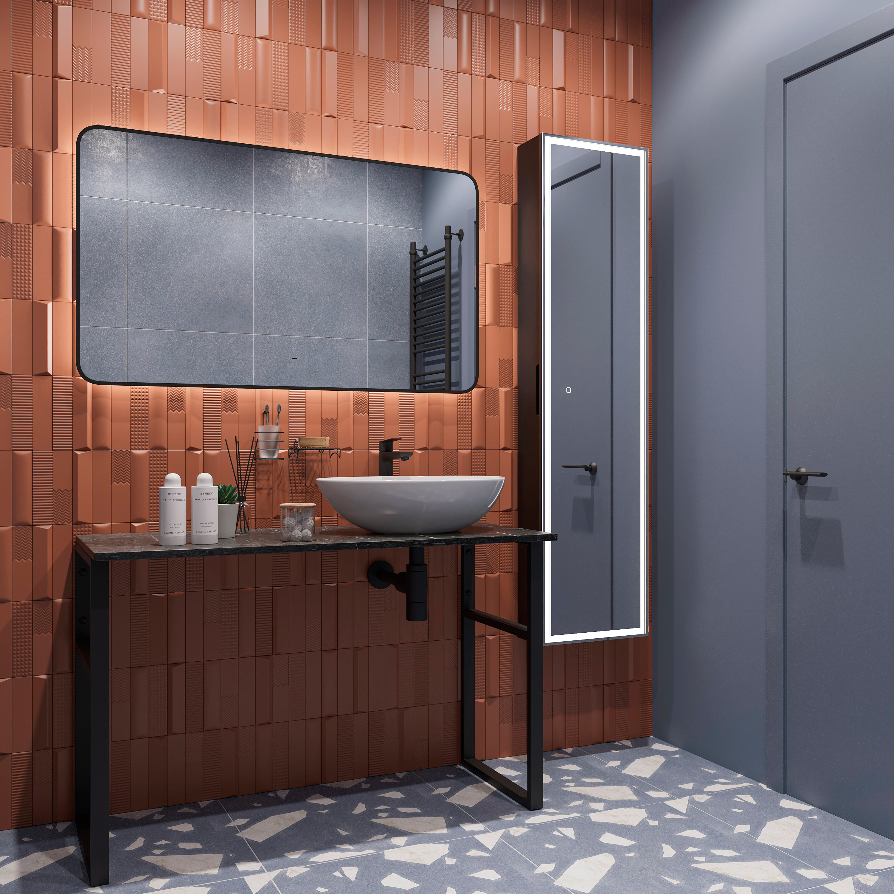 Мебель для ванной комнаты DIWO Элиста 120 чёрный мрамор, с раковиной Moduo 55 Leaf (комплект, гарнитур) купить в Тамбове