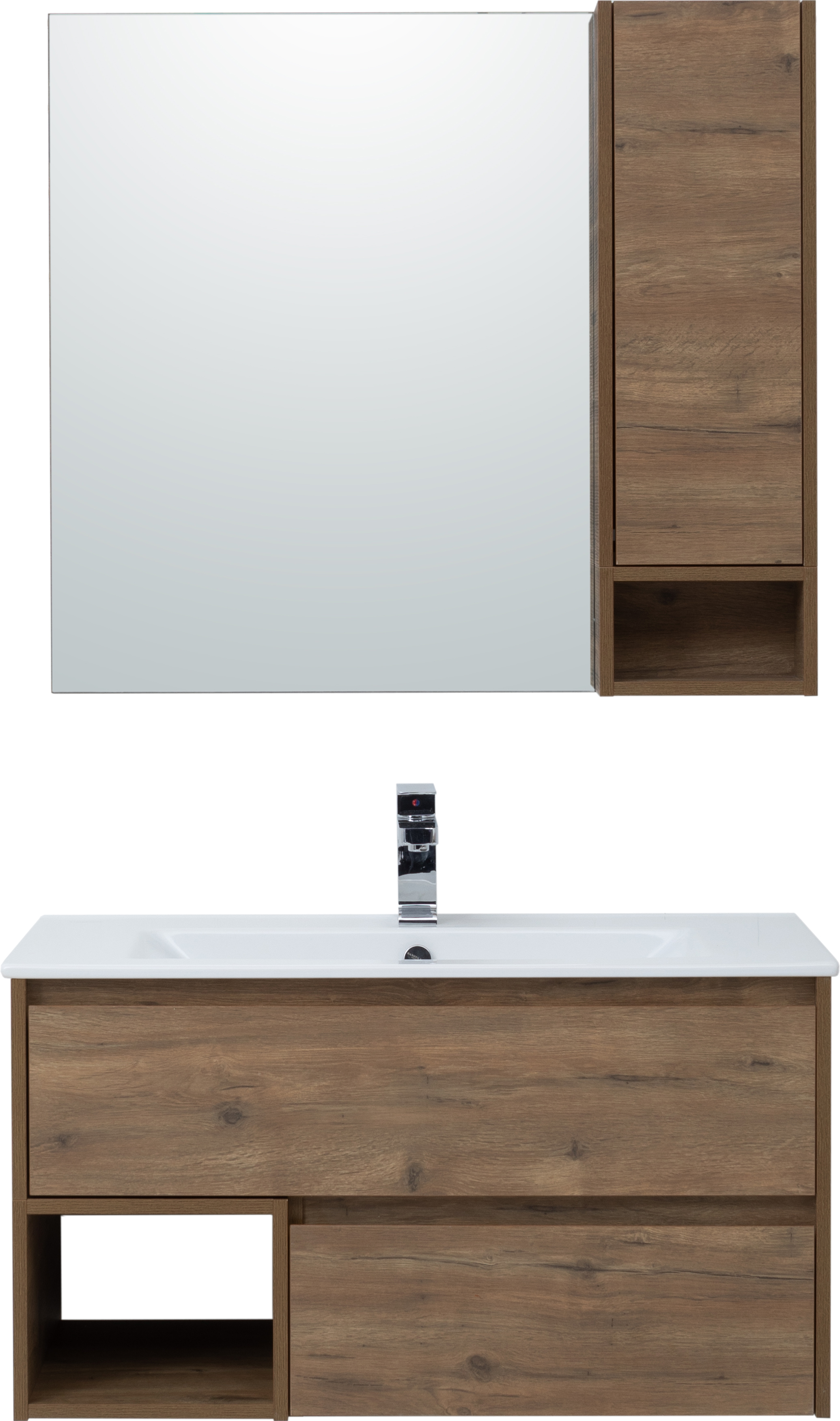 Мебель для ванной комнаты STWORKI Карлстад 90 дуб рустикальный, в стиле лофт, под дерево, подвесная (гарнитур, комплект)