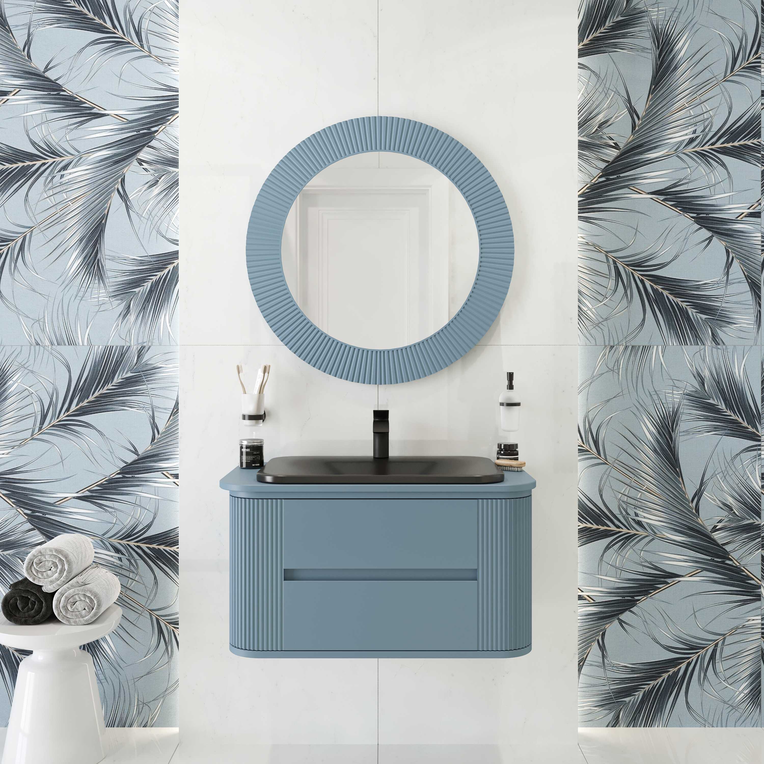 Мебель для ванной комнаты Belinza Calvin 82 ледяная синева