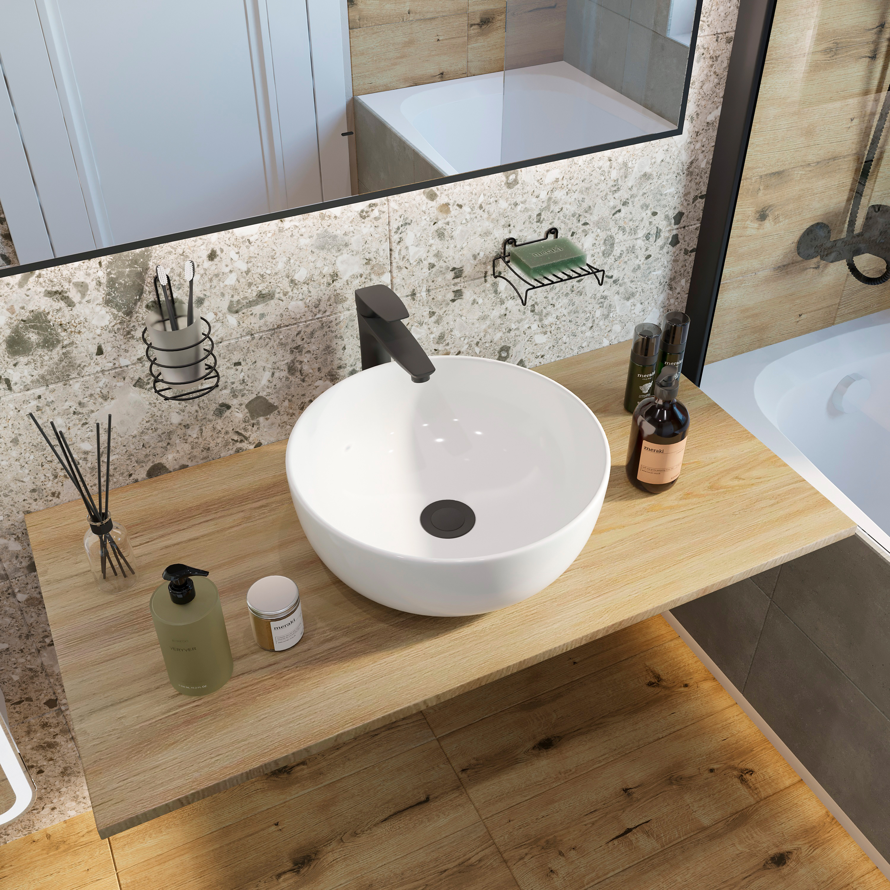 Мебель для ванной комнаты DIWO Элиста 100 светлое дерево, с раковиной Moduo 40 RING купить в Тамбове