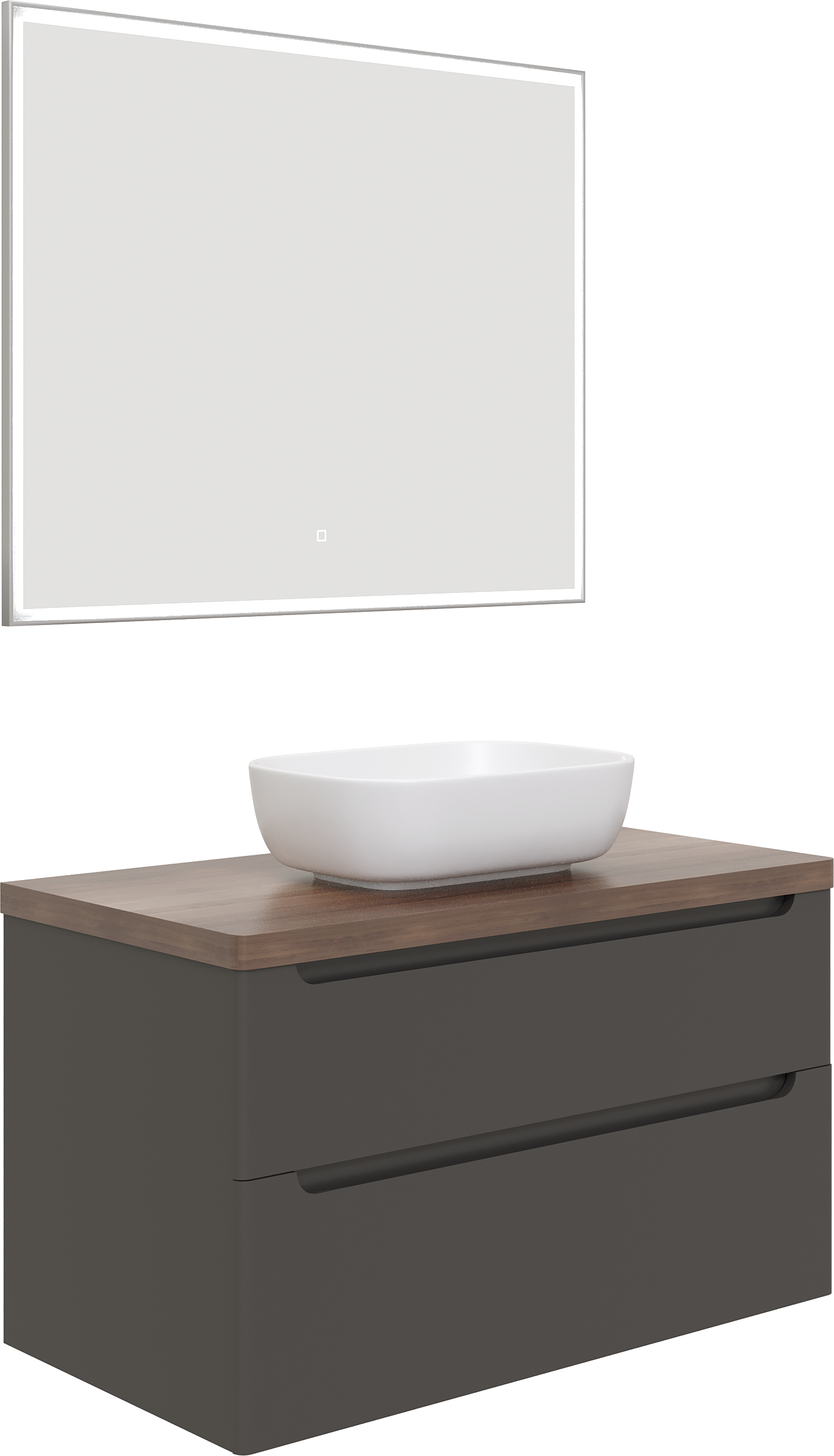 Мебель для ванной комнаты STWORKI Берген 100 серая с темной столешницей, раковина Moduo 50 Square