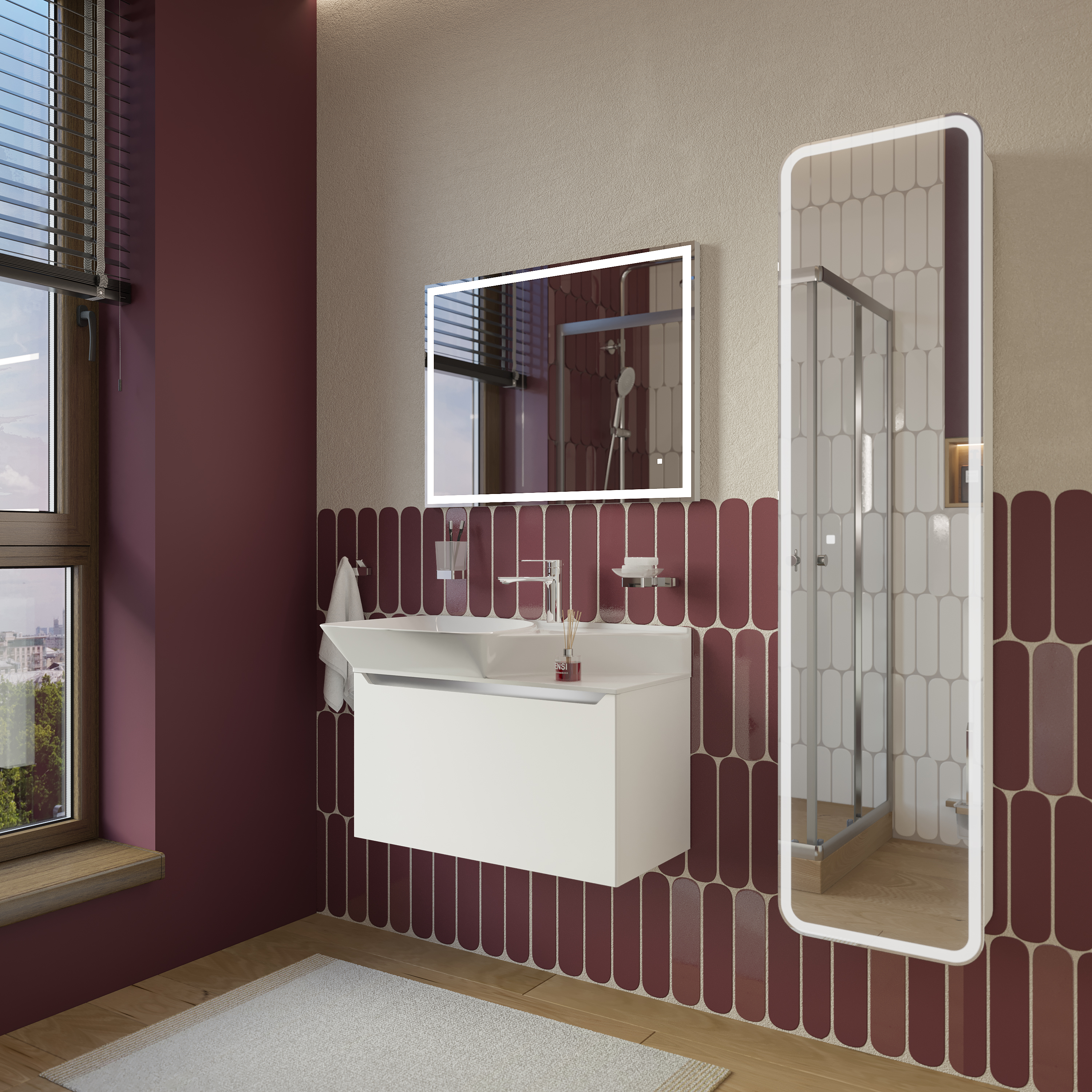 Мебельная раковина STWORKI Ши 81 накладная, белая, прямоугольная, фаянс купить в Тамбове