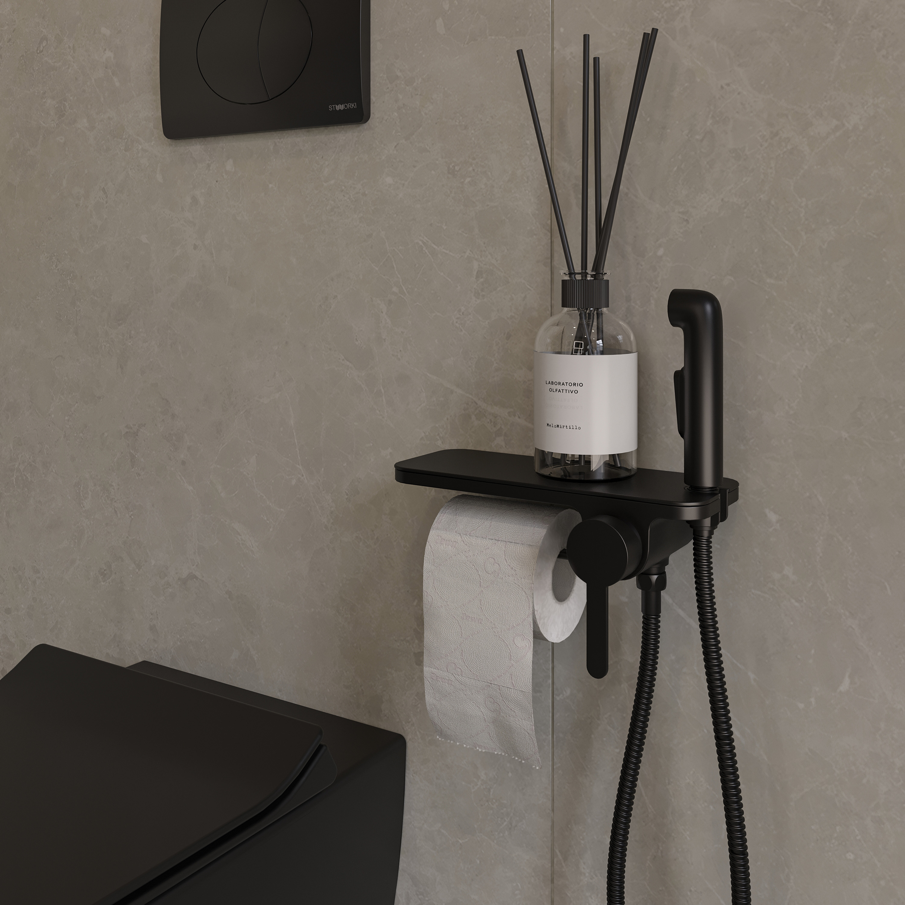 Гигиенический душ STWORKI Стокгольм HFSG35030 со смесителем, С ВНУТРЕННЕЙ ЧАСТЬЮ, черный купить в Тамбове