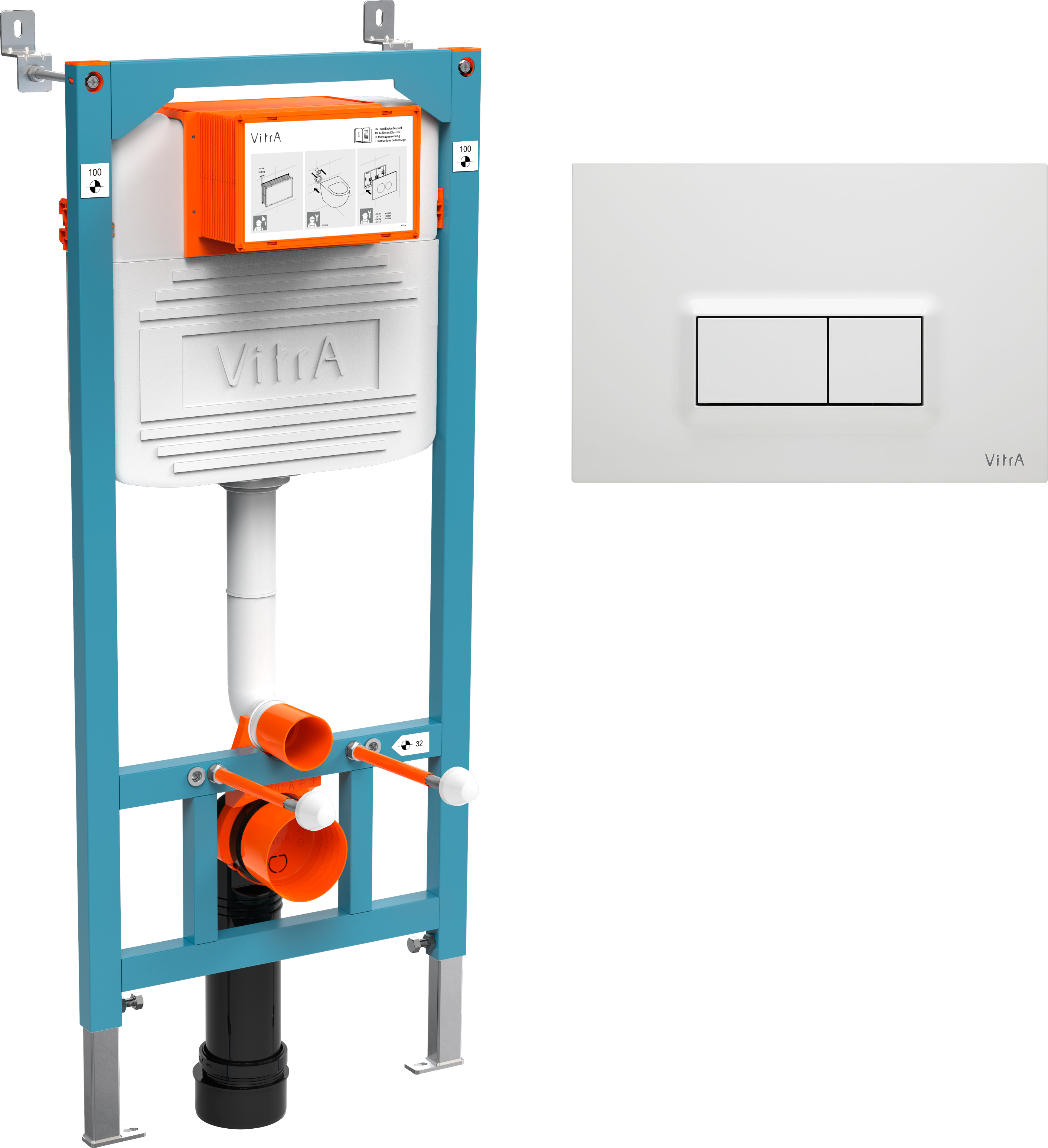 Система инсталляции для унитазов VitrA 800-2012 с кнопкой смыва, белая
