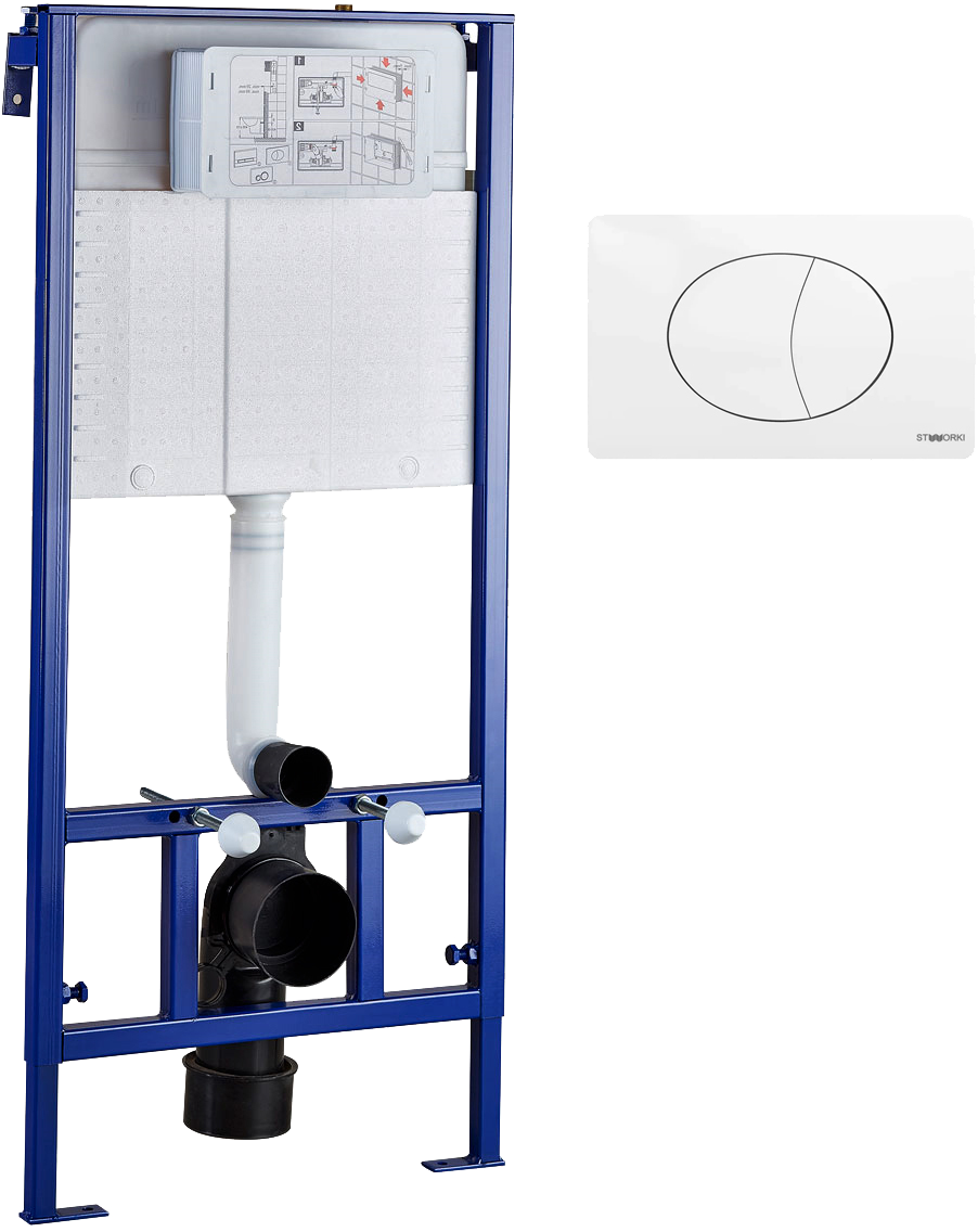 Комплект 4 в 1: Инсталляция STWORKI 510162 + Кнопка 230824 белая + Комплект шумоизоляции, креплений купить в Тамбове