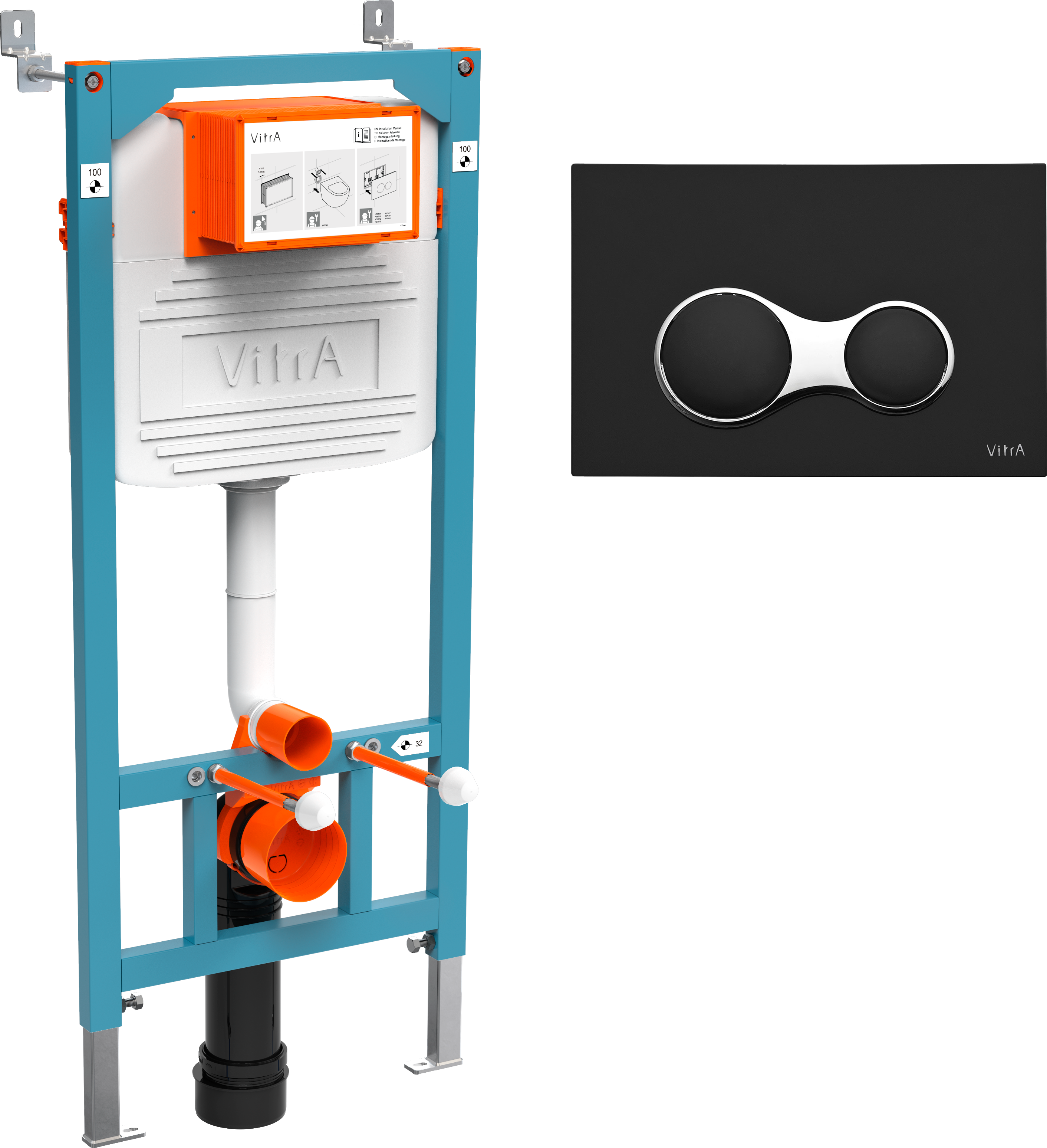 Система инсталляции для унитазов VitrA 800-2011 с кнопкой смыва, черной