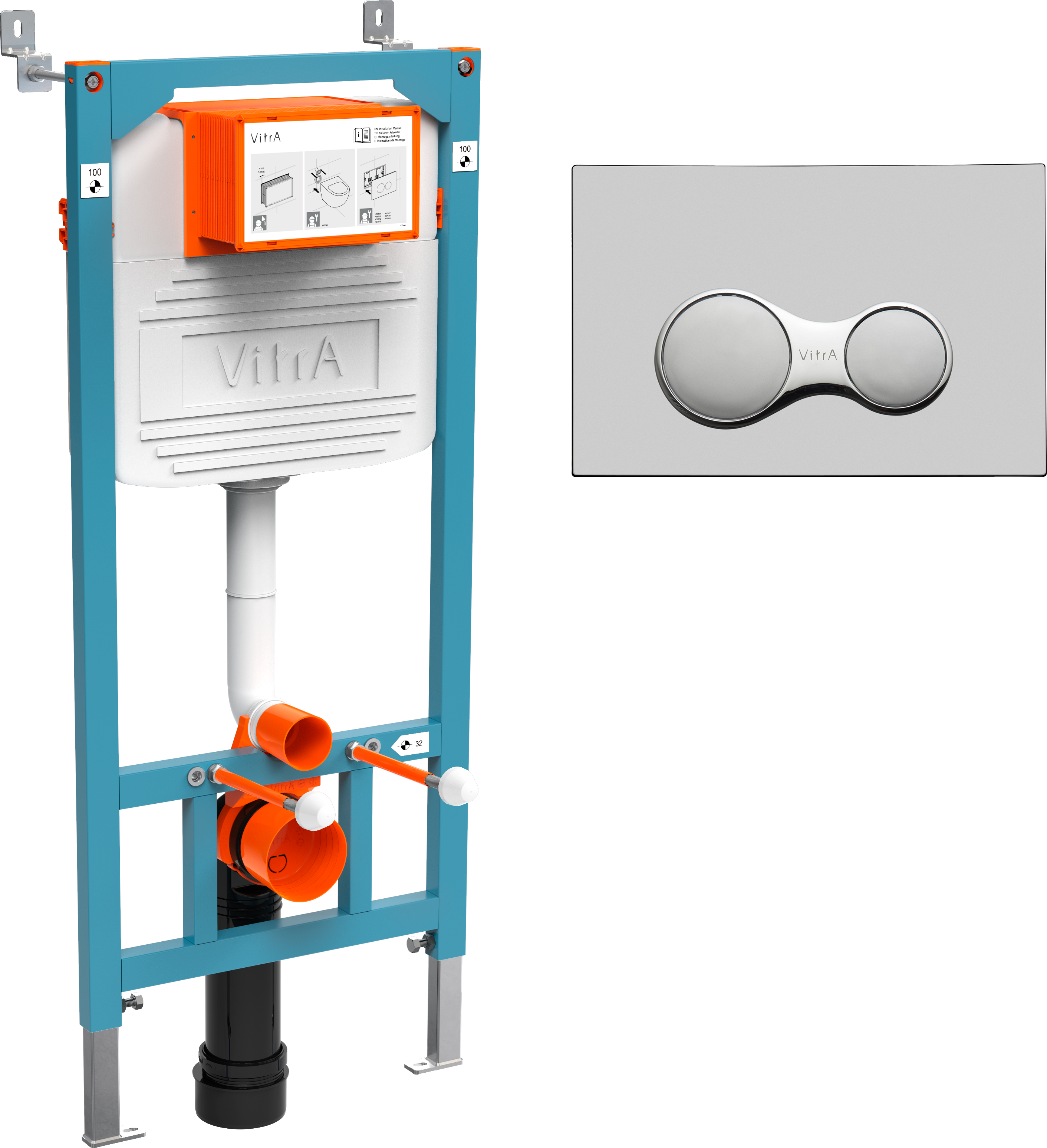 Система инсталляции для унитазов VitrA 800-2010 с кнопкой смыва, хром