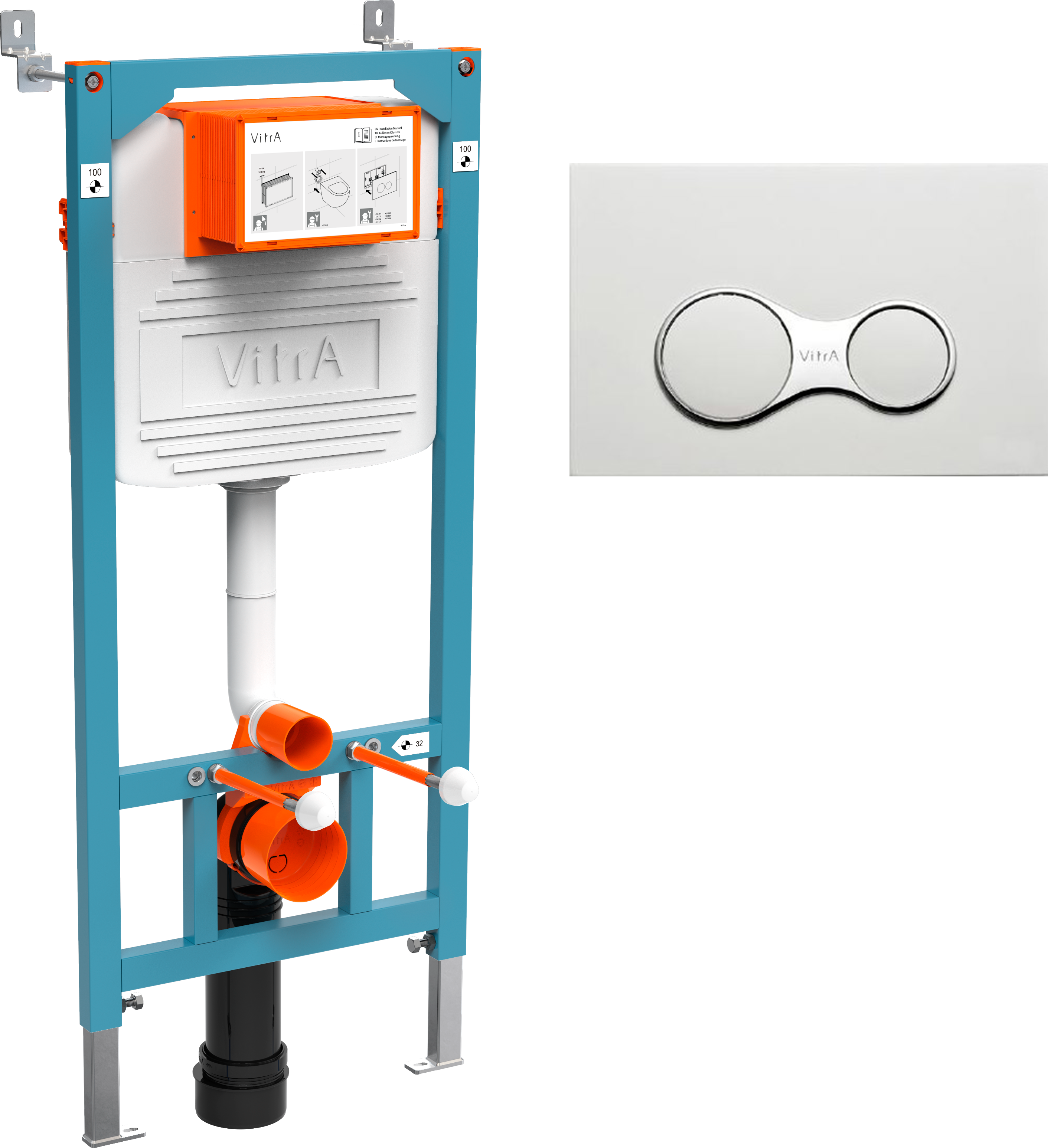 Система инсталляции для унитазов VitrA 800-2009 с кнопкой смыва, белая