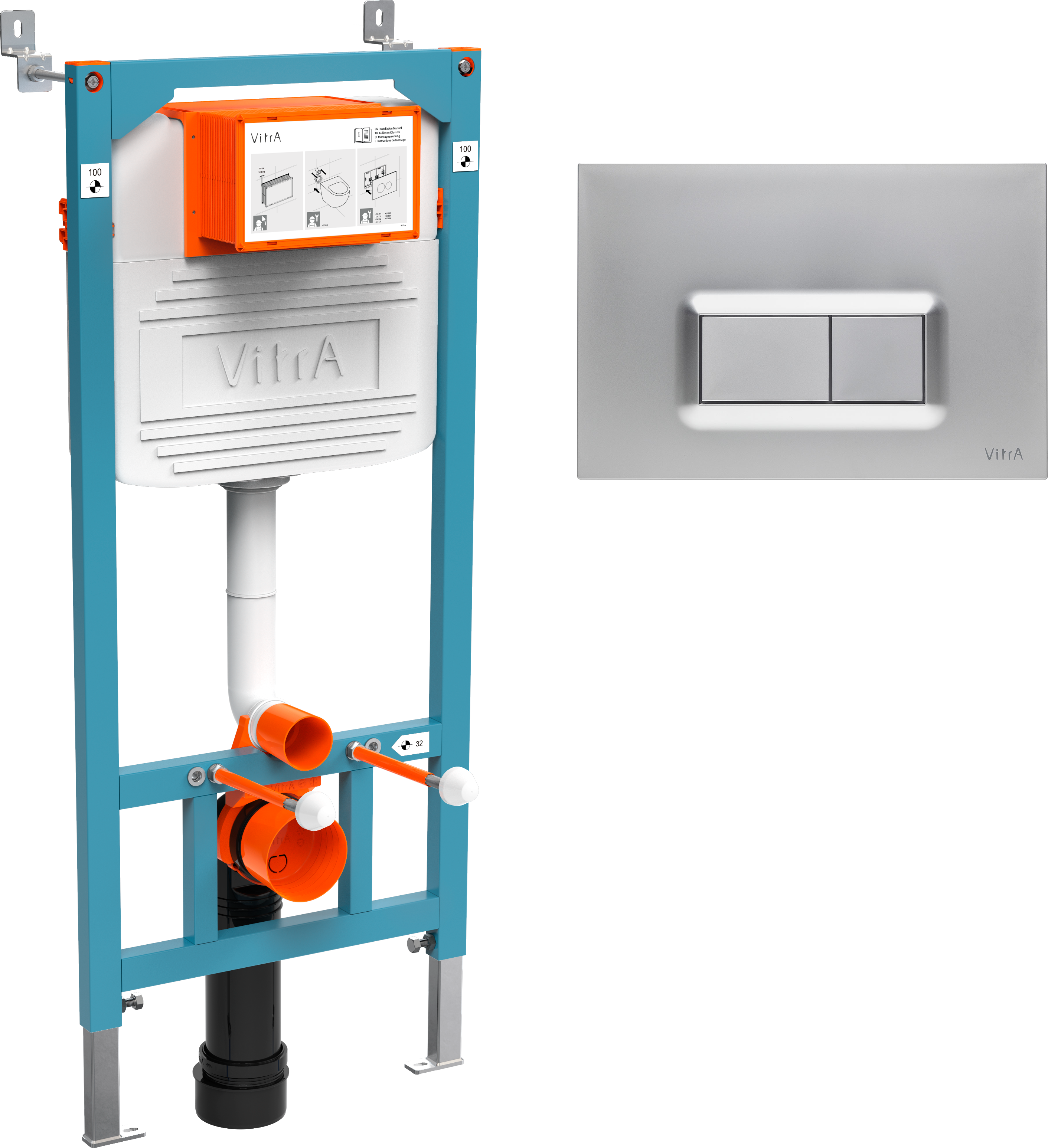 Комплект Унитаз подвесной Seramiksan Saturn Rimout A141151H с микролифтом + Система инсталляции для унитазов VitrA 800-2013 с кнопкой смыва, хром купить в Тамбове