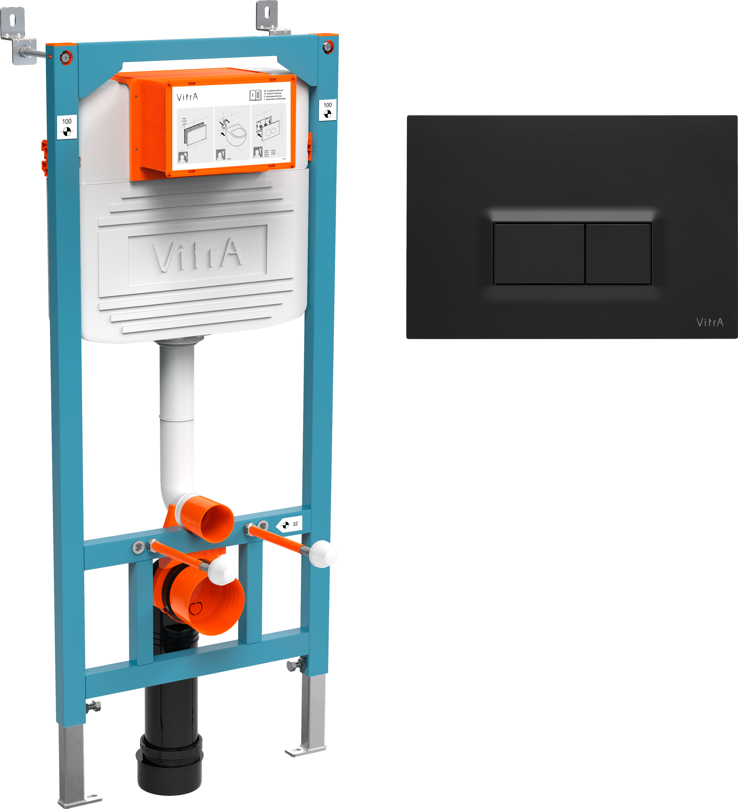 Система инсталляции для унитазов VitrA 800-2014 с кнопкой смыва, черная