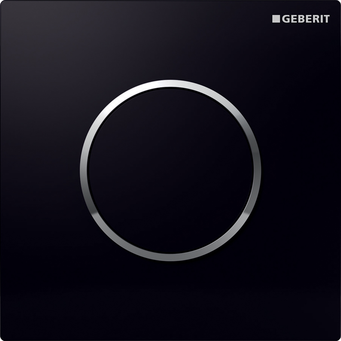 Ручной пневмопривод смыва Geberit Sigma 10 116.015.KM.1 для писсуара, черный, кольцо глянцевый хром