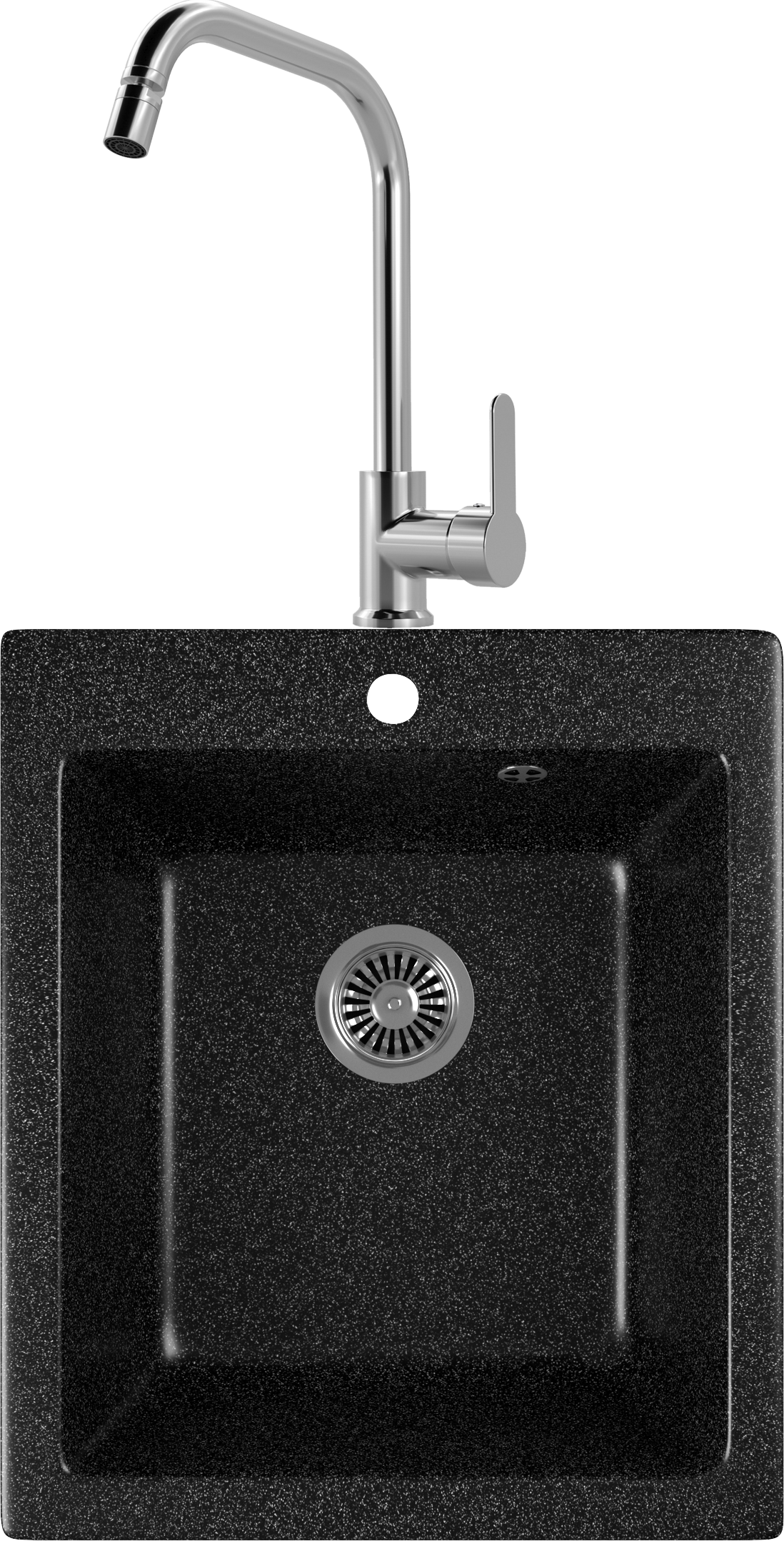 Комплект Мойка кухонная Domaci Бьелла DMC-17 черная + Смеситель для кухни MEGA City MG- ZRV104 хром