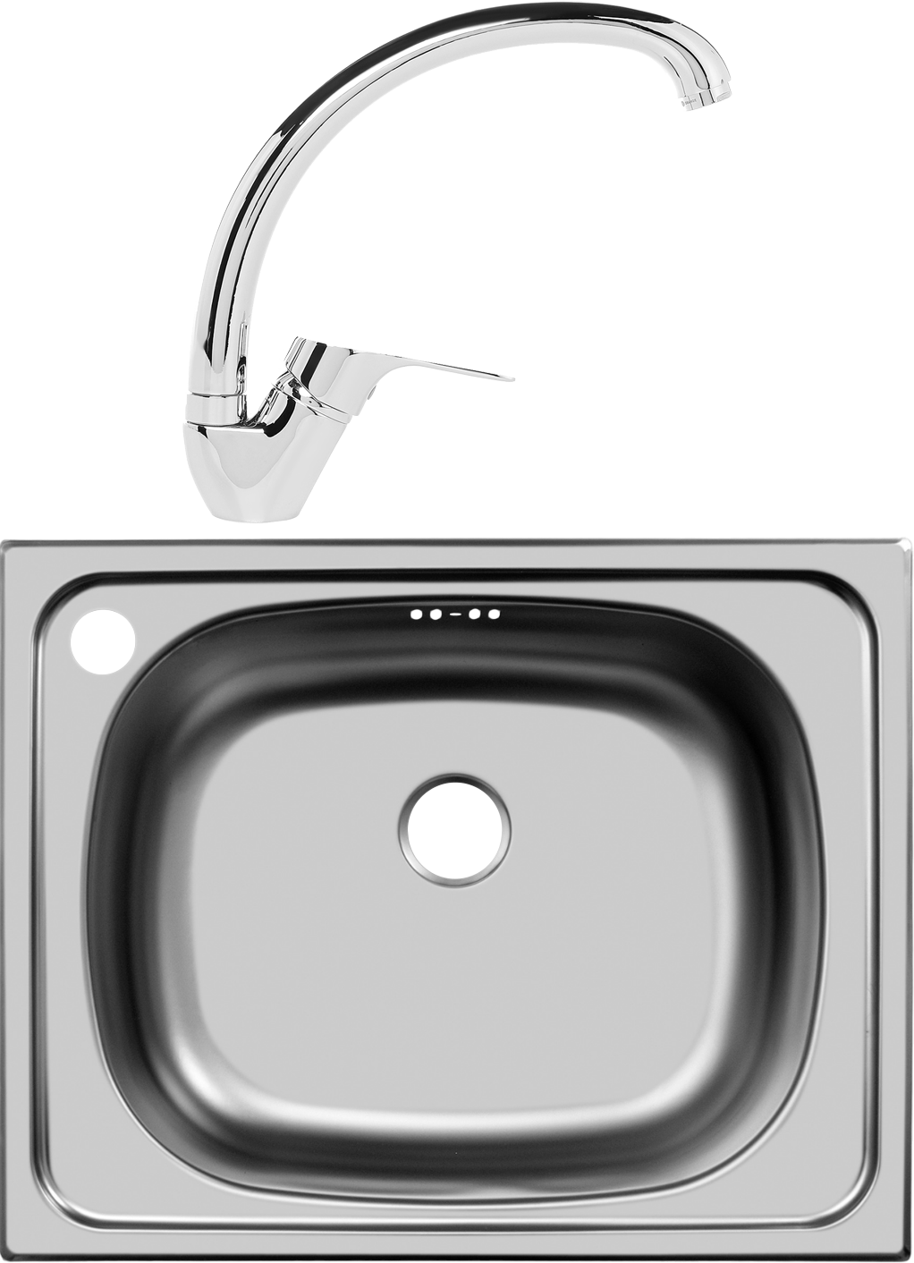 Комплект Мойка Domaci Равенна Ssik DCL 500*400 (6) 1T отверстие под смеситель слева + Смеситель D45-002cr