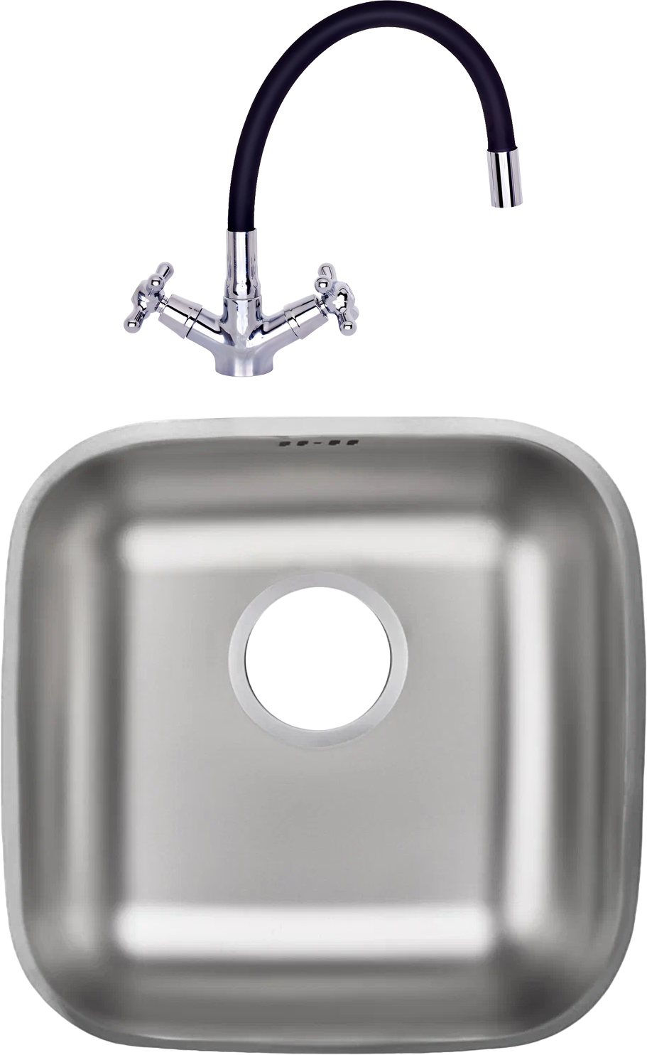 Комплект Мойка Domaci Равенна Dern DMO 400*400 (6) TG + Смеситель D03-007cr