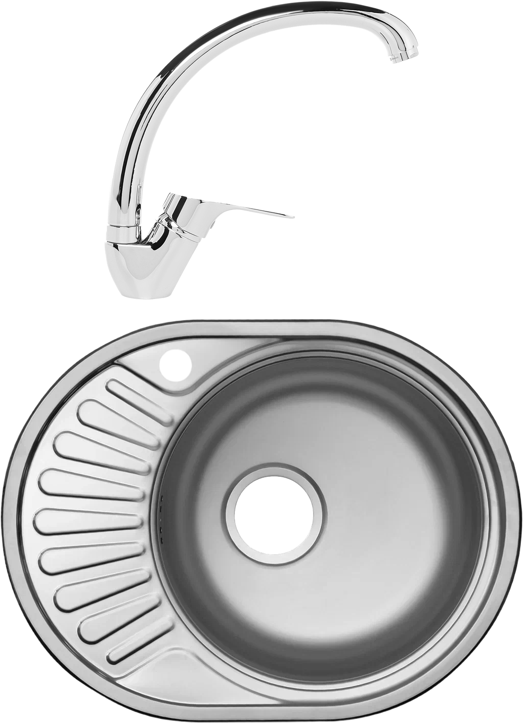 Комплект Мойка кухонная Domaci Равенна Rite DFA 577*447 (6) R1TG R + Смеситель