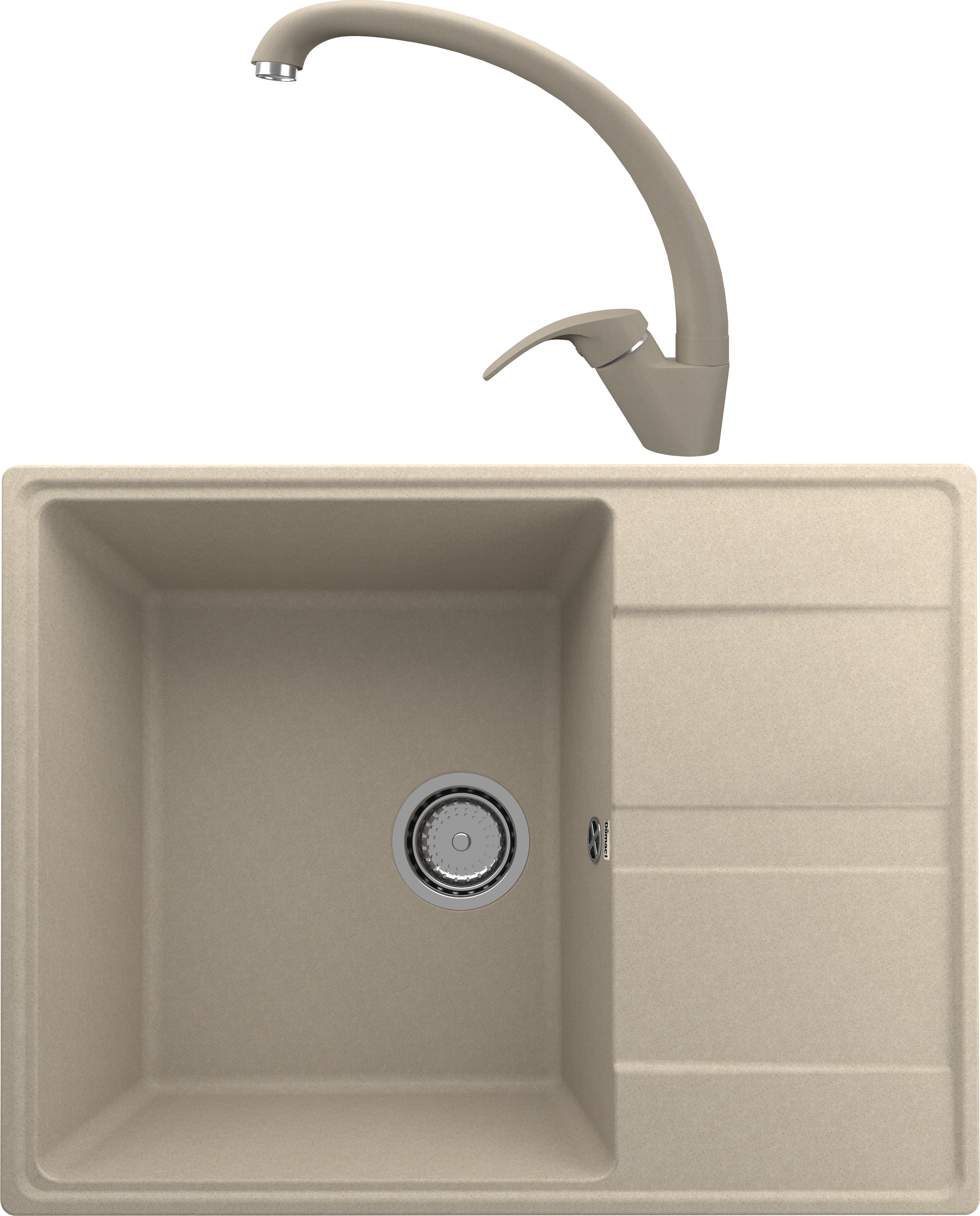 Комплект Мойка кухонная Domaci Солерно DP 650-03 десерт + Смеситель для кухни Domaci Солерно UQ-007-03 десерт