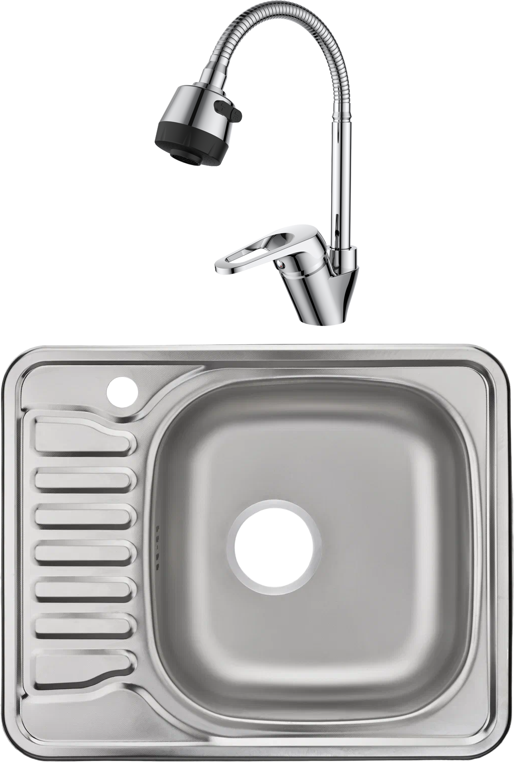 Комплект Мойка кухонная Domaci Равенна Fort DCO 580*480 (6) R1TG R + Смеситель D11-004cr