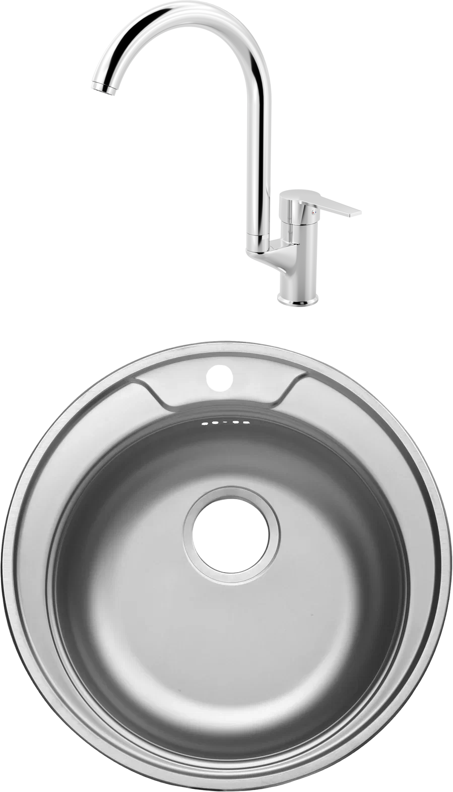 Комплект Мойка Domaci Равенна Rite DFA 500 (6) TG + Смеситель MEGA Snow MG-SH03 хром