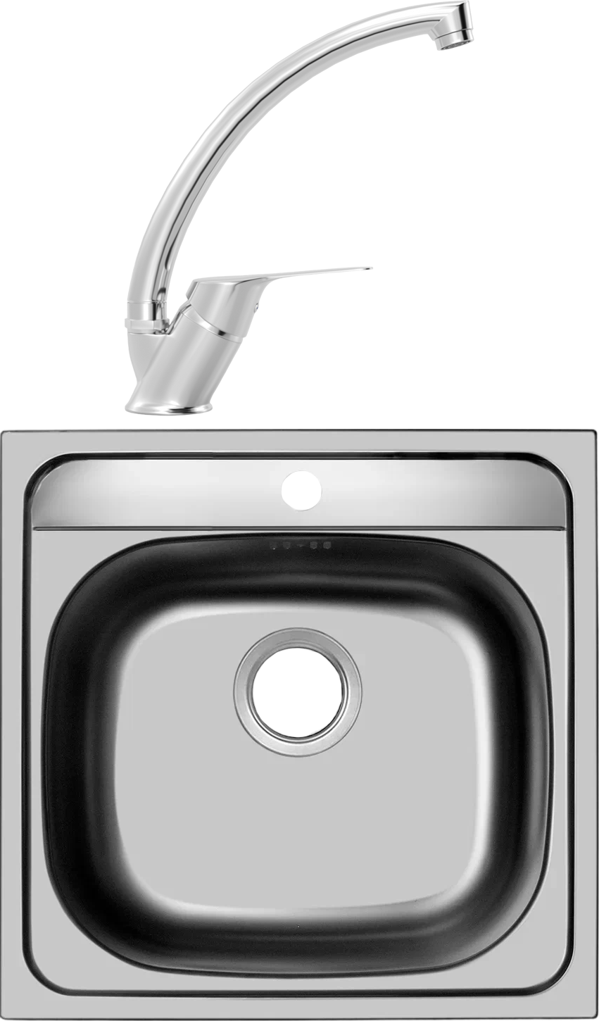 Комплект Мойка Domaci Равенна Ssik DCL 480*480 (6) TG + Смеситель MEGA Mega MG-BMK016 хром