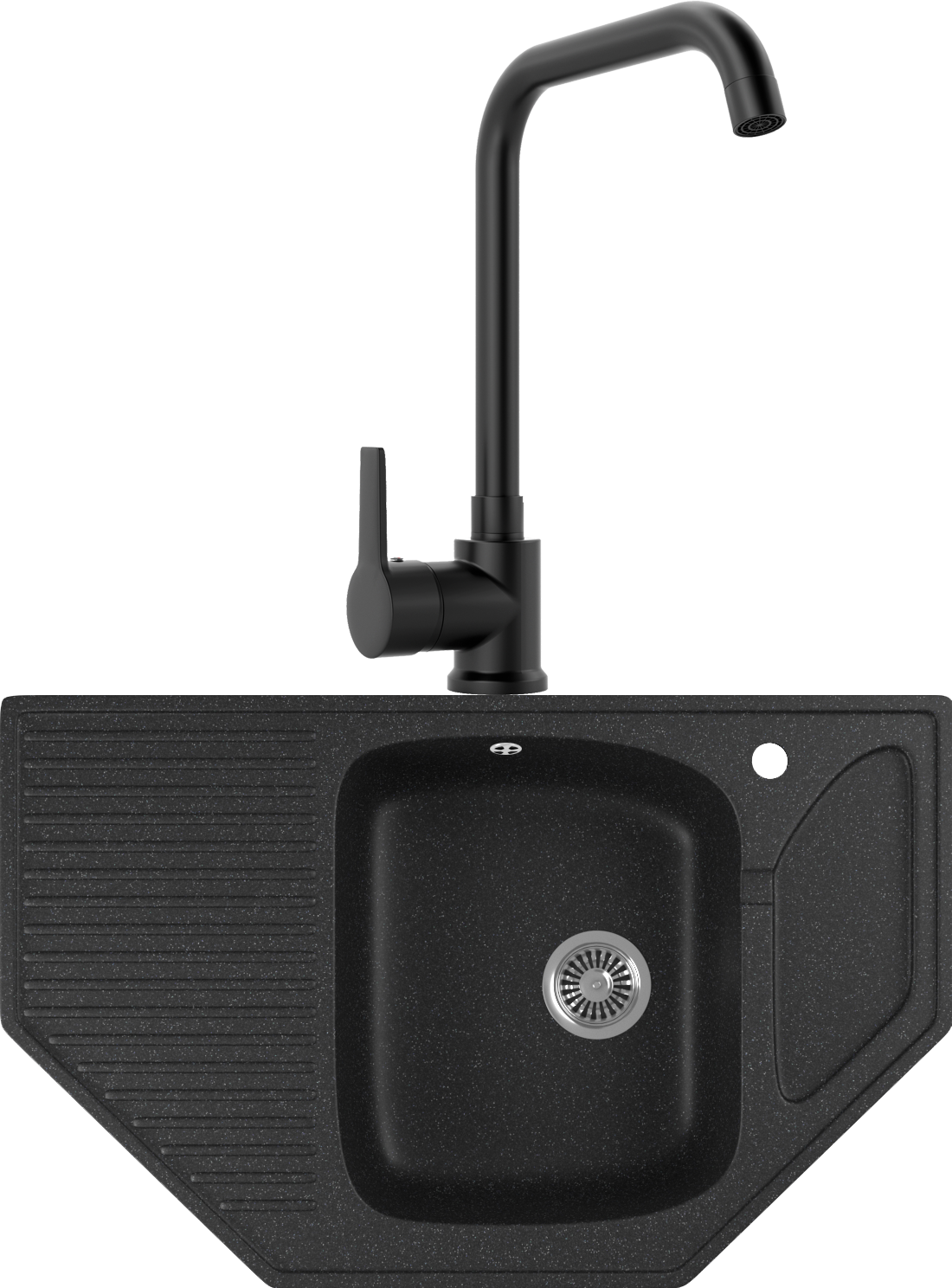 Комплект Мойка кухонная Domaci Бьелла DMC-10 черная + Смеситель для кухни MEGA Ege MG-PL10-B черный