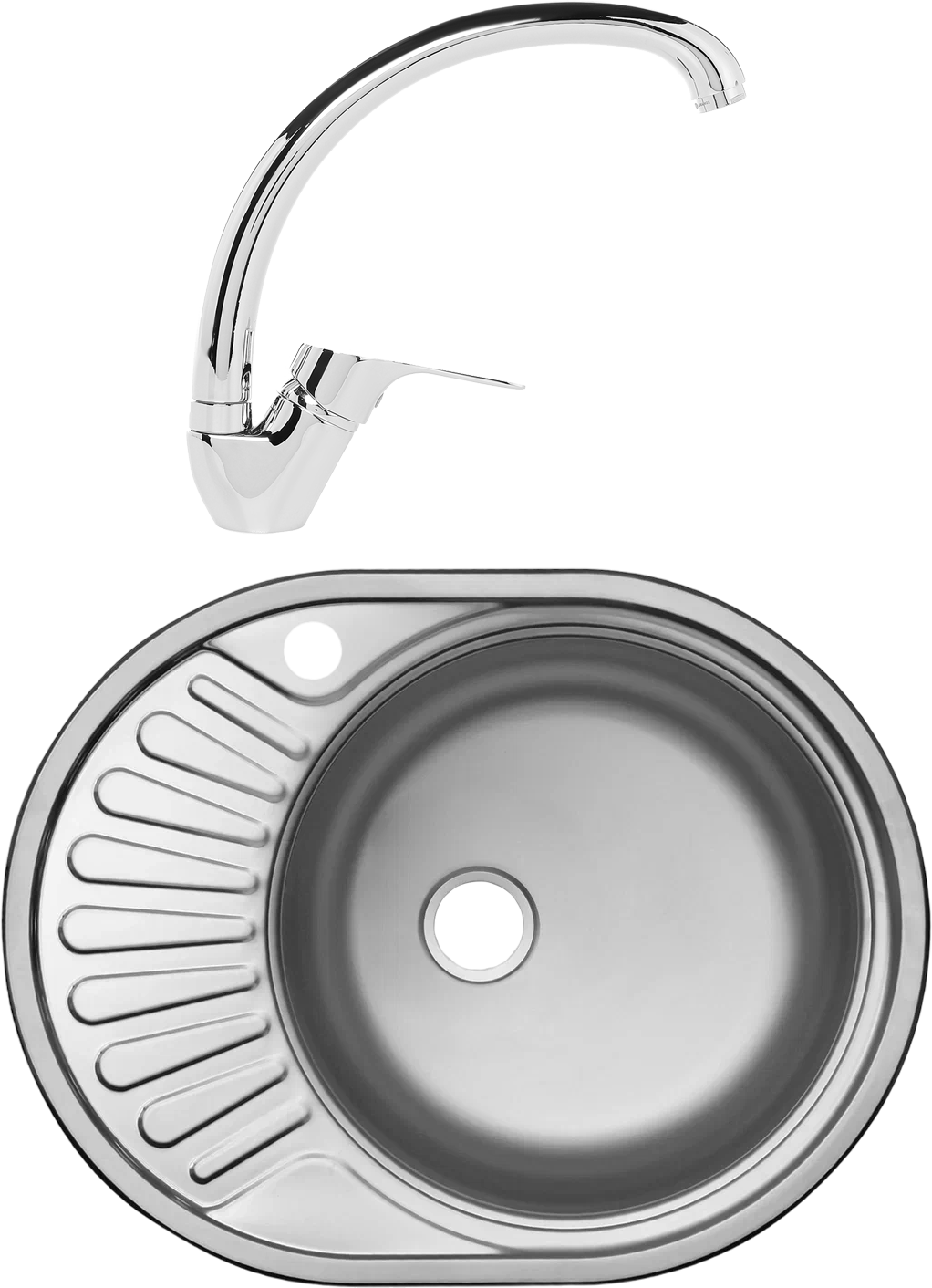 Комплект Мойка Domaci Равенна Rite DFA 577*447 (5) R1 R + Смеситель