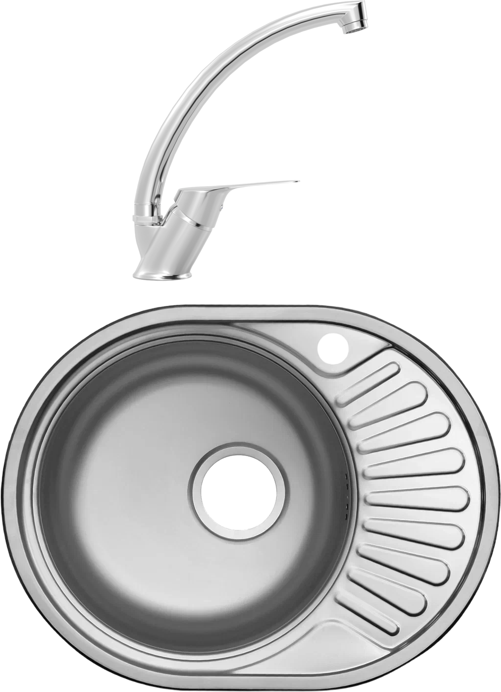 Комплект Мойка Domaci Равенна Rite DFA 577*447 (6) L2TG L + Смеситель MEGA Mega MG-BMK016 хром