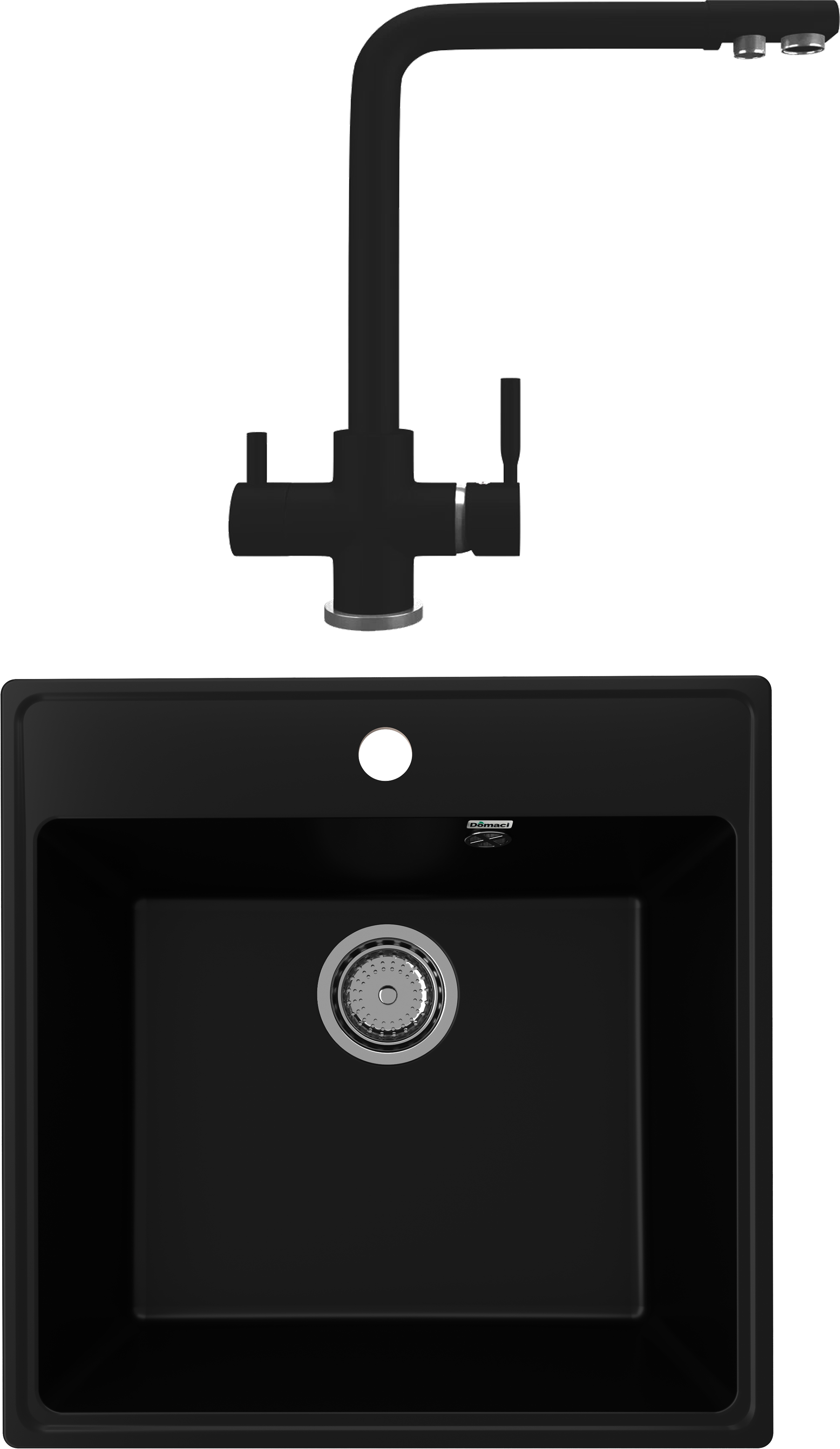 Комплект Мойка Domaci Солерно DF 505-07 уголь + Смеситель UQ-016-07 уголь