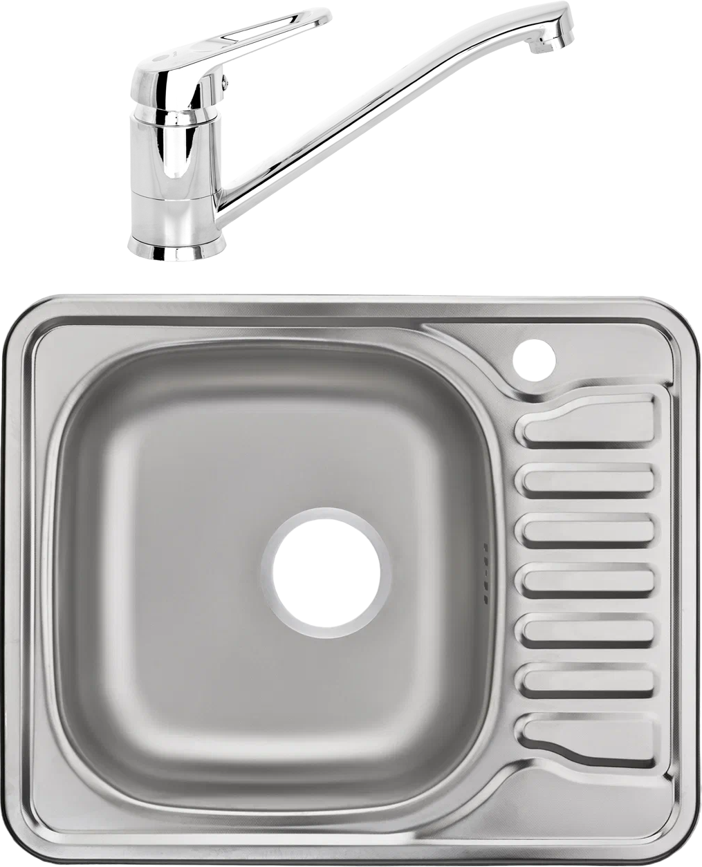 Комплект Мойка Domaci Равенна Fort DCO 580*480 (6) L2TG L + Смеситель