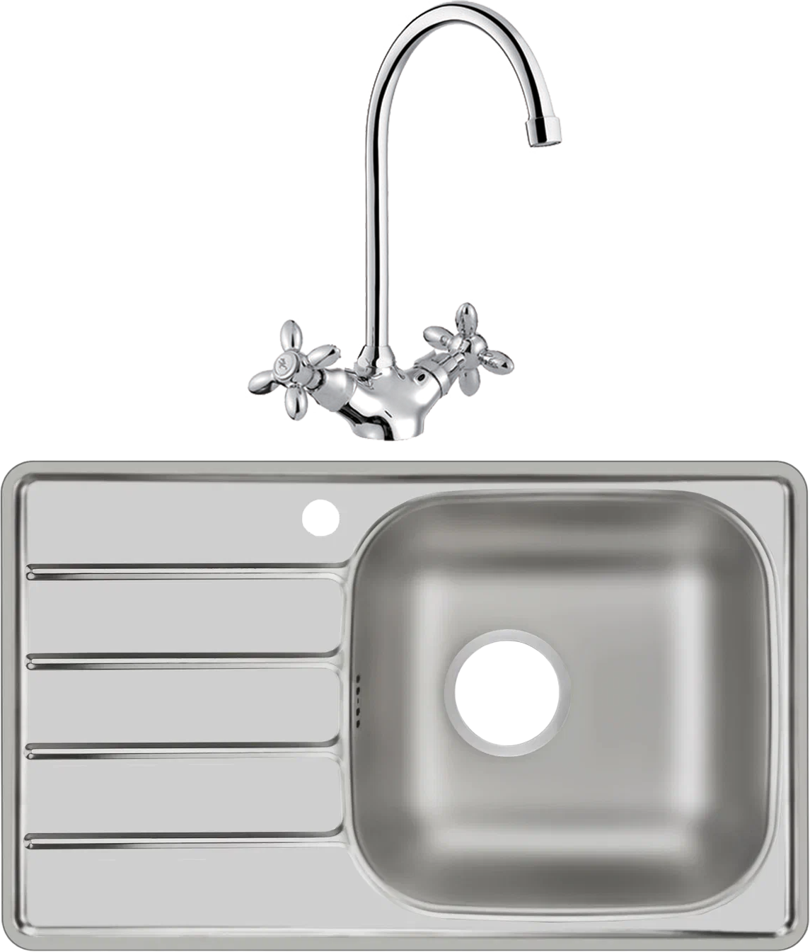 Комплект Мойка кухонная Domaci Равенна Rand DGR 780*480 (6) R1TG R + Смеситель