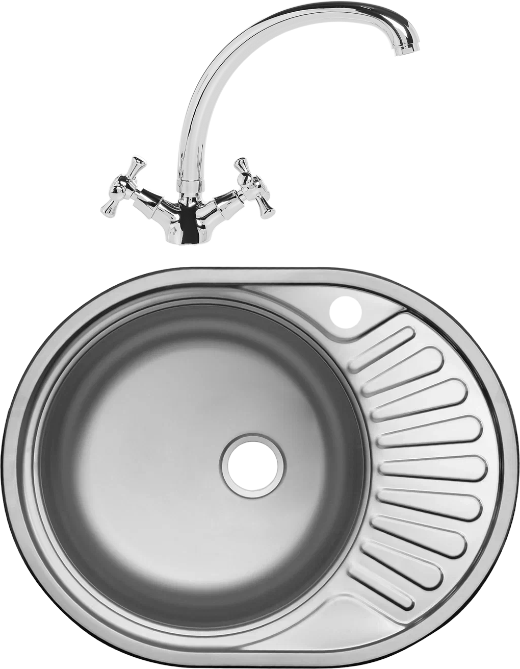 Комплект Мойка кухонная Domaci Равенна Rite DFA 577*447 (5) L2 L + Смеситель
