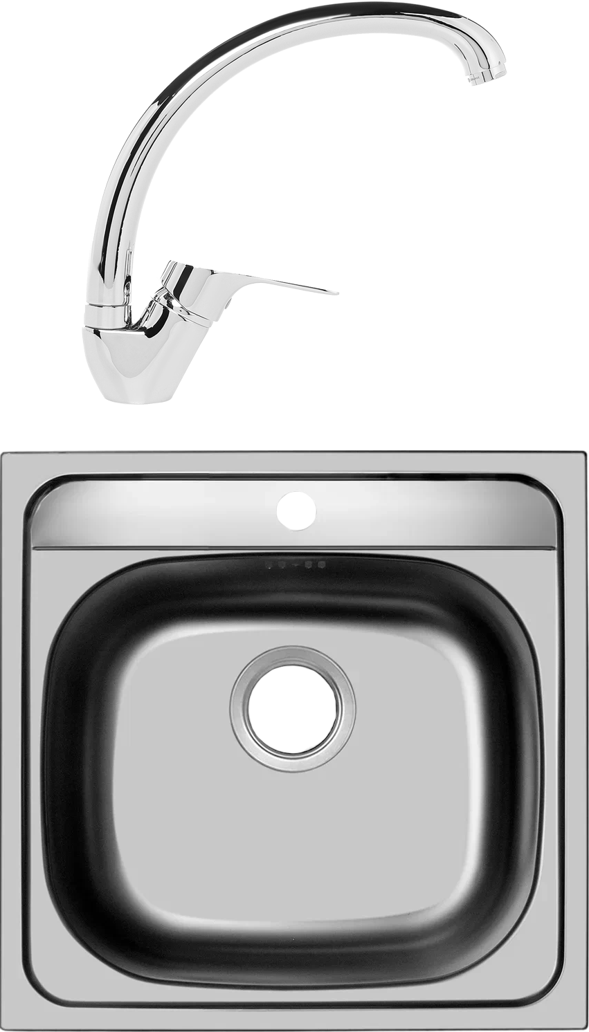 Комплект Мойка Domaci Равенна Ssik DCL 480*480 (6) TG + Смеситель D45-002cr