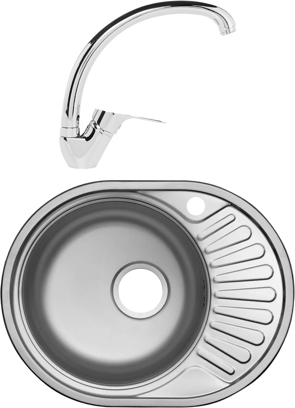 Комплект Мойка кухонная Domaci Равенна Rite DFA 577*447 (6) L2TG L + Смеситель D45-002cr