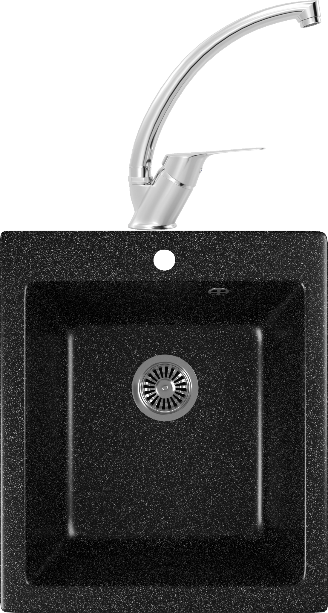 Комплект Мойка кухонная Domaci Бьелла DMC-17 черная + Смеситель для кухни MEGA Mega MG-BMK016 хром