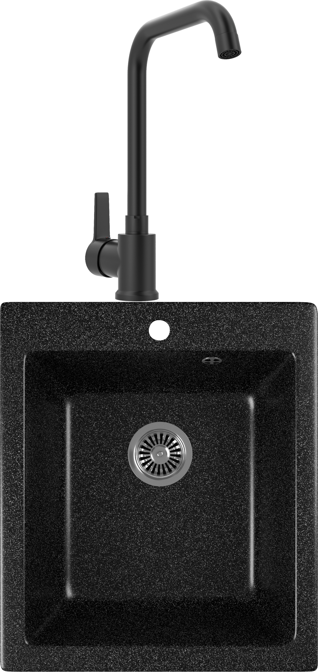 Комплект Мойка кухонная Domaci Бьелла DMC-17 черная + Смеситель для кухни MEGA Ege MG-PL10-B черный