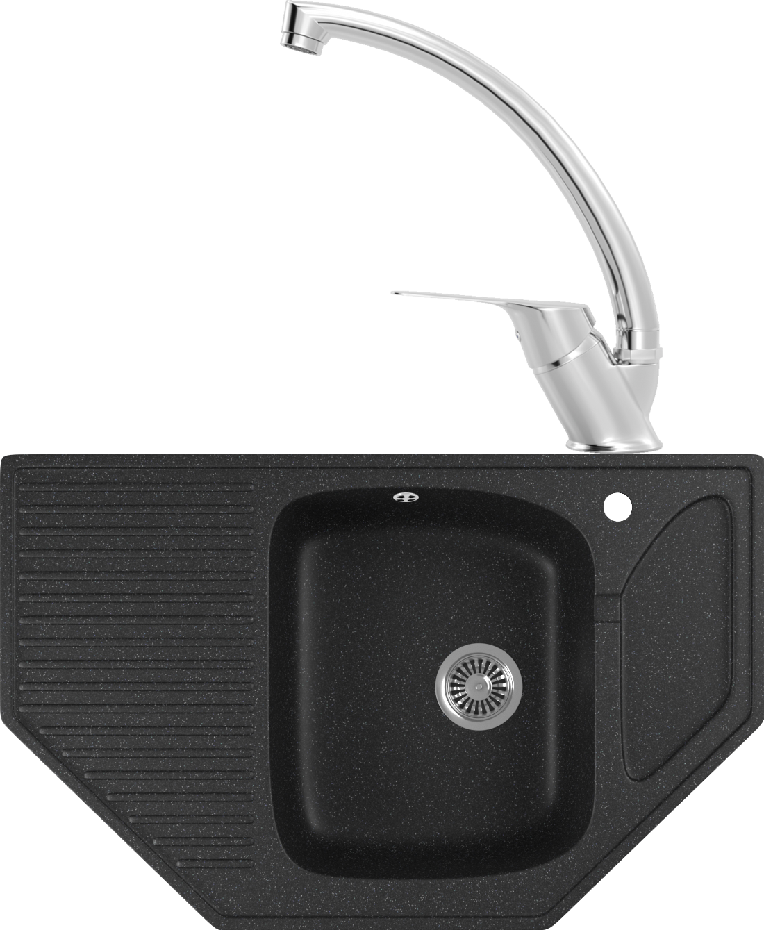 Комплект Мойка кухонная Domaci Бьелла DMC-10 черная + Смеситель для кухни MEGA Mega MG-BMK016 хром