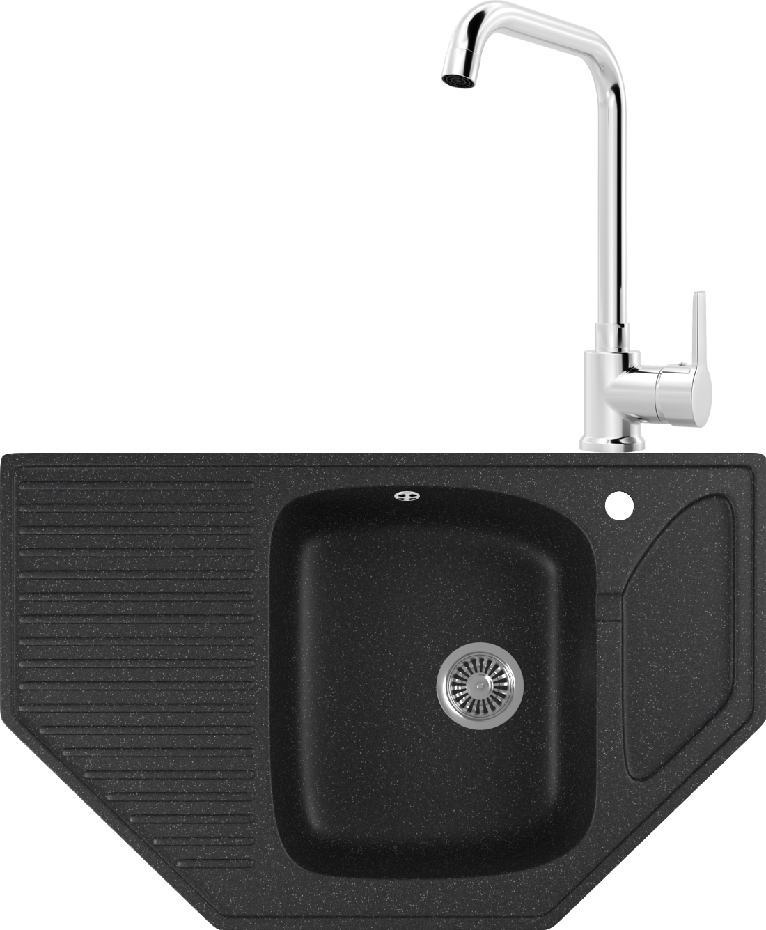 Комплект Мойка кухонная Domaci Бьелла DMC-10 черная + Смеситель для кухни MEGA Ege MG-PL10 хром