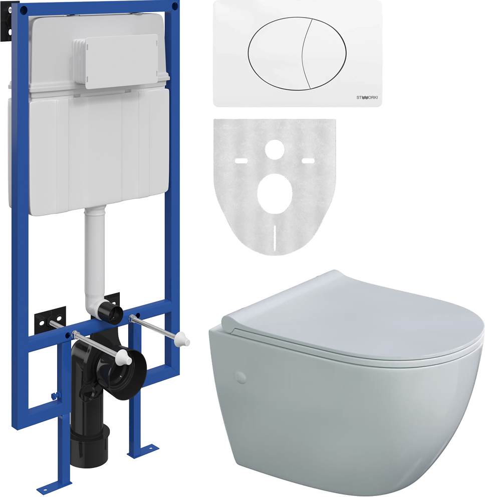 Комплект STWORKIУнитаз подвесной Berges Wasserhaus Okus 082127 с микролифтом + Система инсталляции для унитазов STWORKI 510163 + кнопка смыва