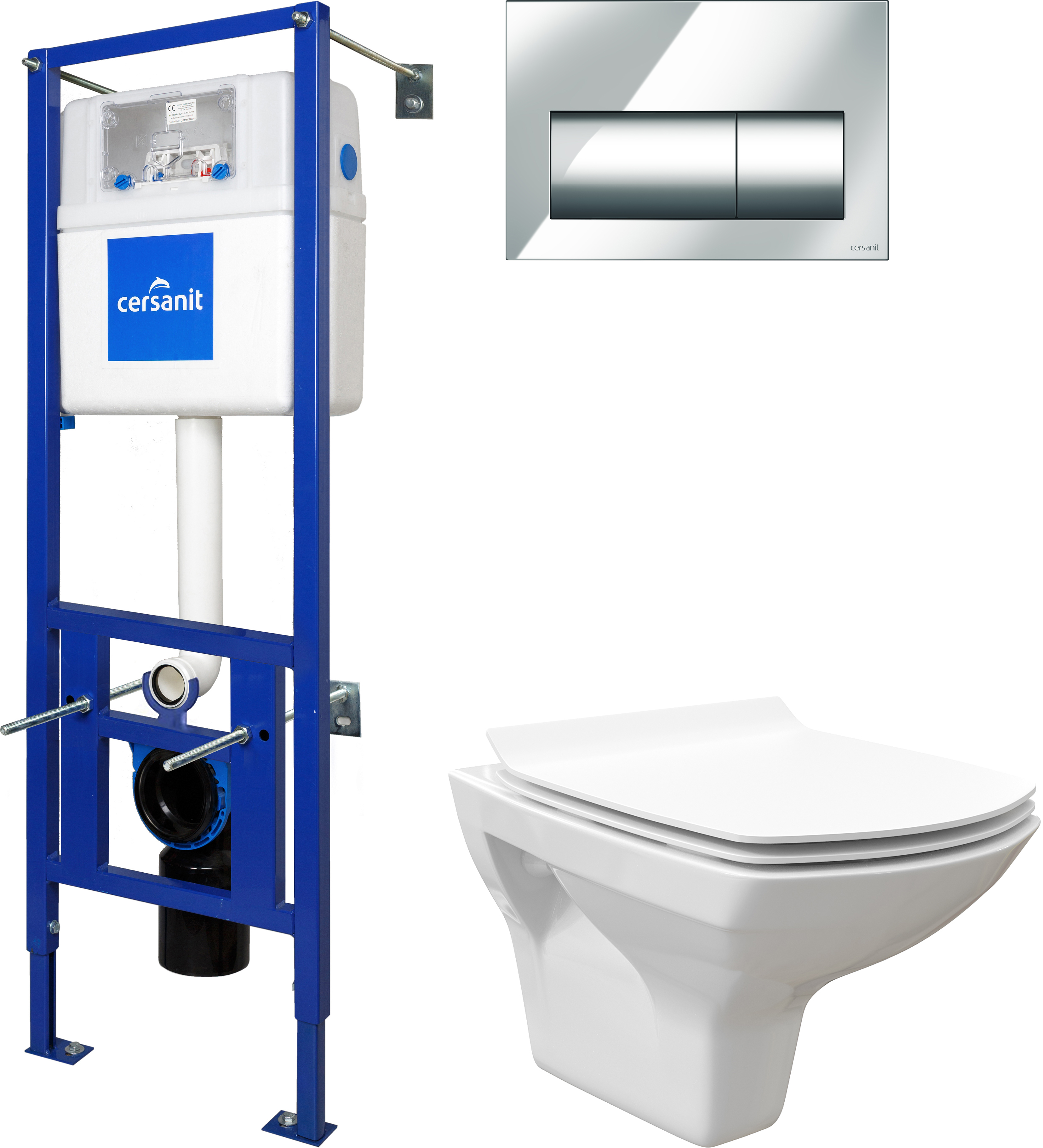 Комплект  Унитаз подвесной STWORKI Стокгольм Clean On DPL EO slim 63428 безободковый + Система инсталляции для унитазов Cersanit Link Pro + Кнопка смы
