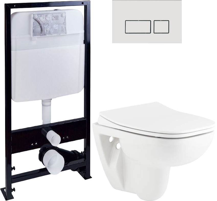Комплект Унитаз подвесной Seramiksan Petite A101002H + Система инсталляции для унитазов EWRIKA ProLT 0026-2020 + Кнопка смыва EWRIKA 0042 белая