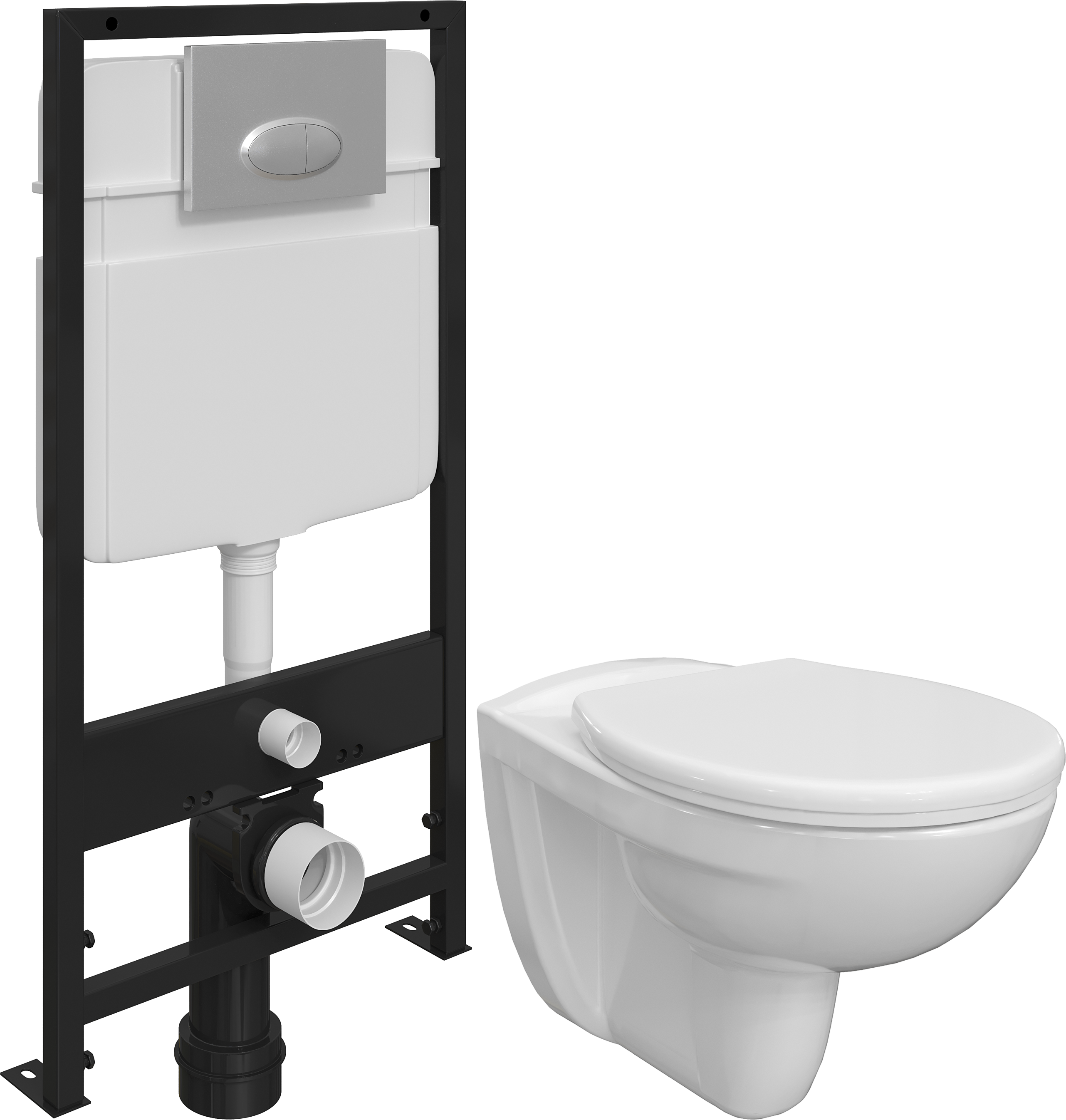 Комплект Унитаз подвесной DIWO Анапа безободковый с крышкой-сиденьем + Система инсталляции EWRIKA ProLT 0026-2020 с кнопкой смыва 0050 хром матовый