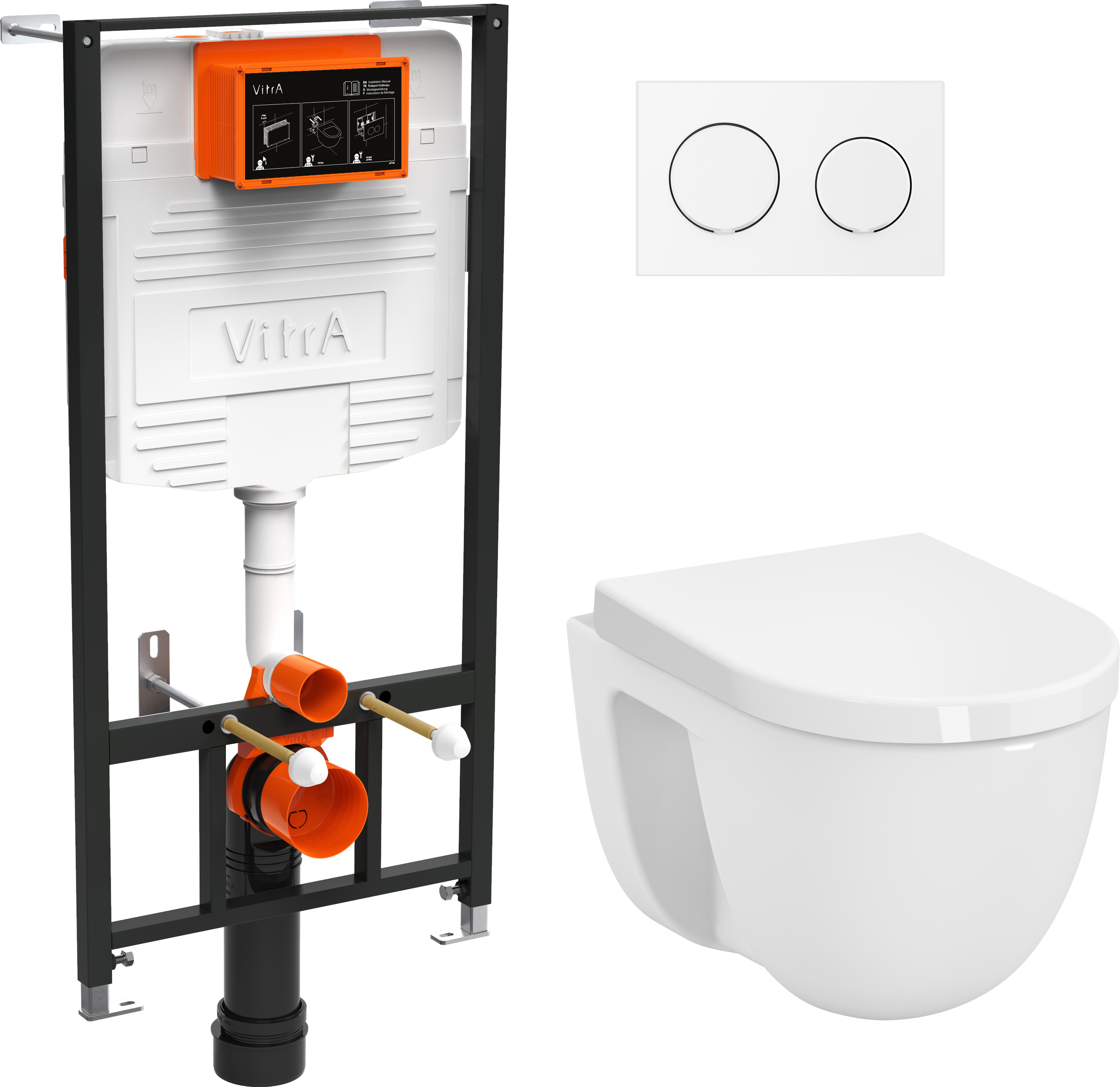 Комплект VitrA S40 L-box 9005B003-7211 Унитаз подвесной безободковый, с микролифтом + Система инсталляция + Кнопка смыва