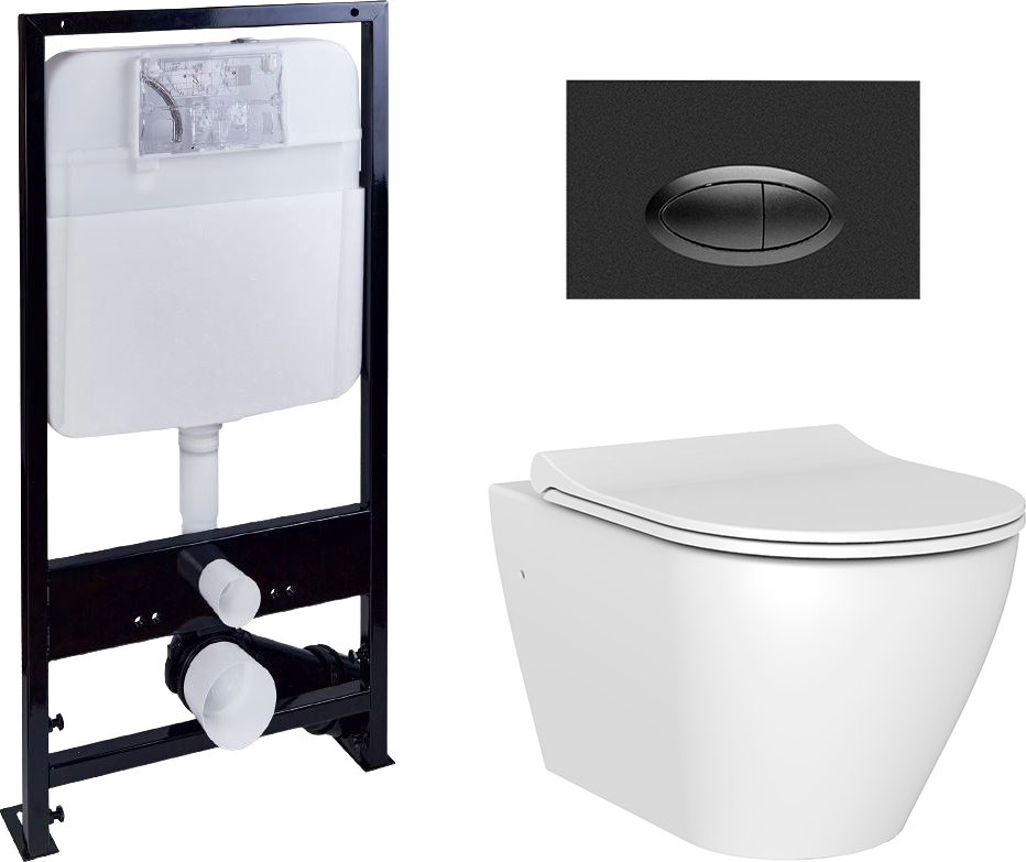 Комплект Унитаз подвесной STWORKI Merlingen MWH55 + Система инсталляции EWRIKA ProLT 0026-2020 + Кнопка смыва EWRIKA 0054