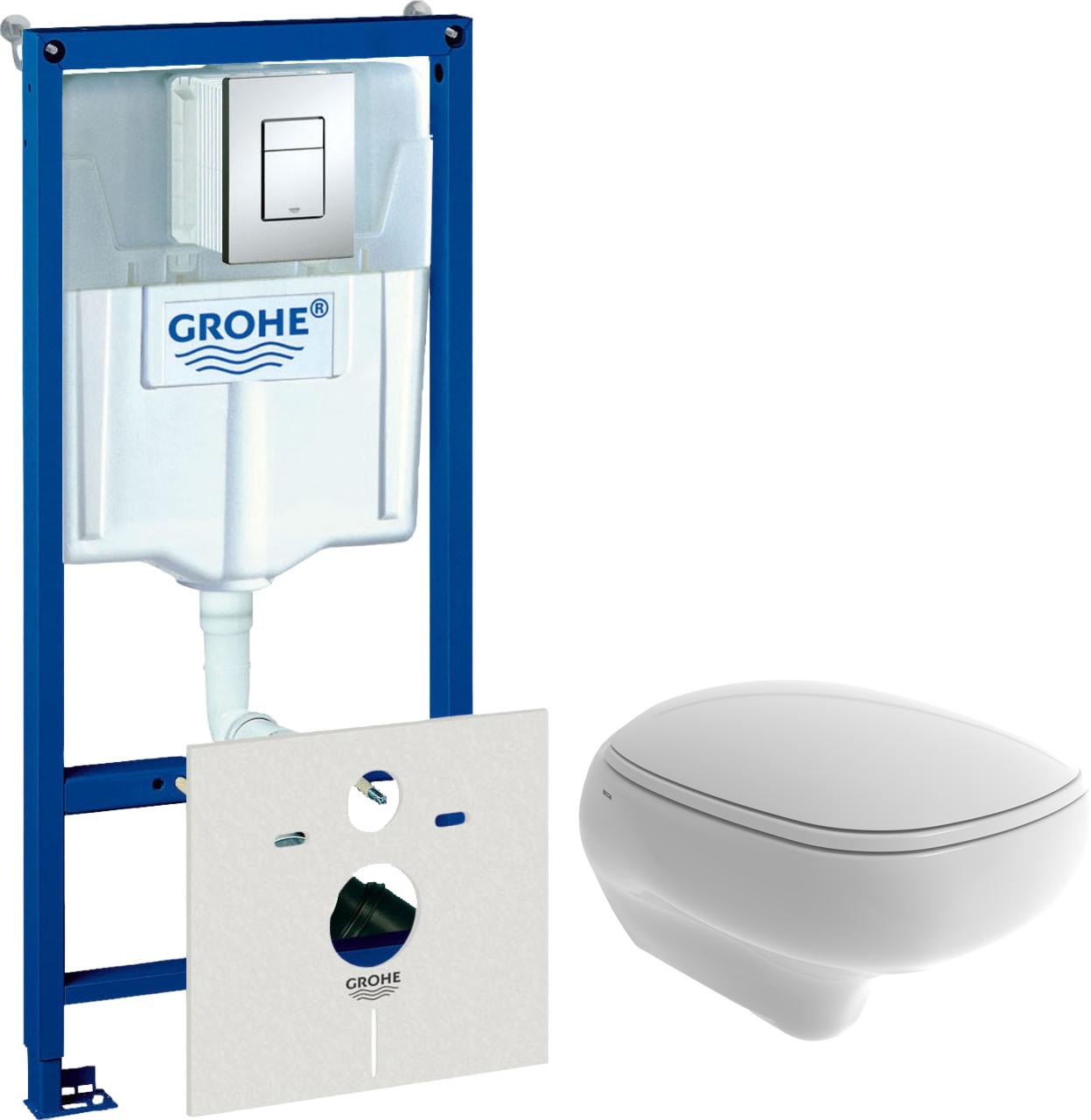 Комплект  Унитаз подвесной BOCCHI Fenice 1166-001-0129 белый глянцевый, с микролифтом + Система инсталляции для унитазов Grohe Rapid SL 38775001 4 в 1 с кнопкой смыва