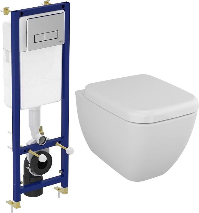 Комплект Унитаз подвесной VitrA Shift 7742B003-0075 + Система инсталляции для унитазов Ideal Standard W3710AA 4 в 1