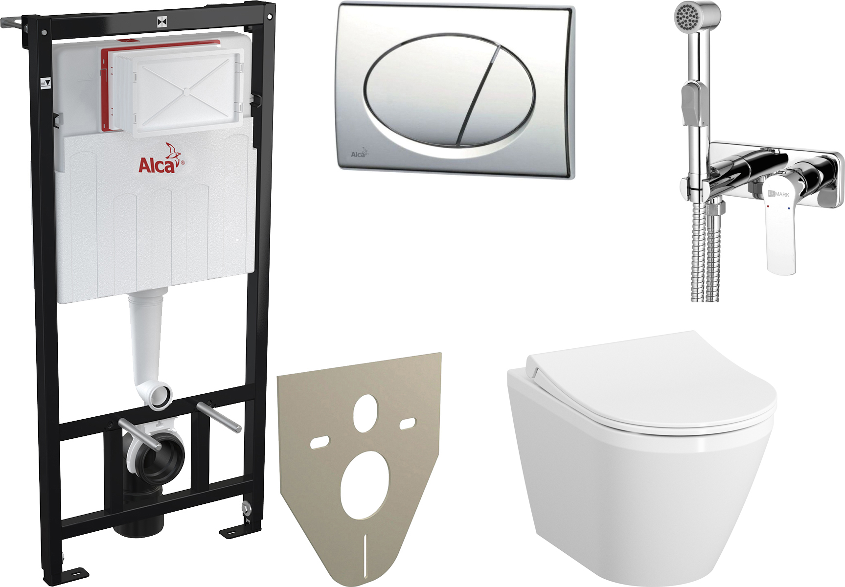 Комплект  Унитаз подвесной VitrA Integra 7040B003-0075 с крышкой + Система инсталляции AlcaPlast AM101/1120-4:1RS M71-001 + Гигиенический душ Lemark plus Grace LM1519C