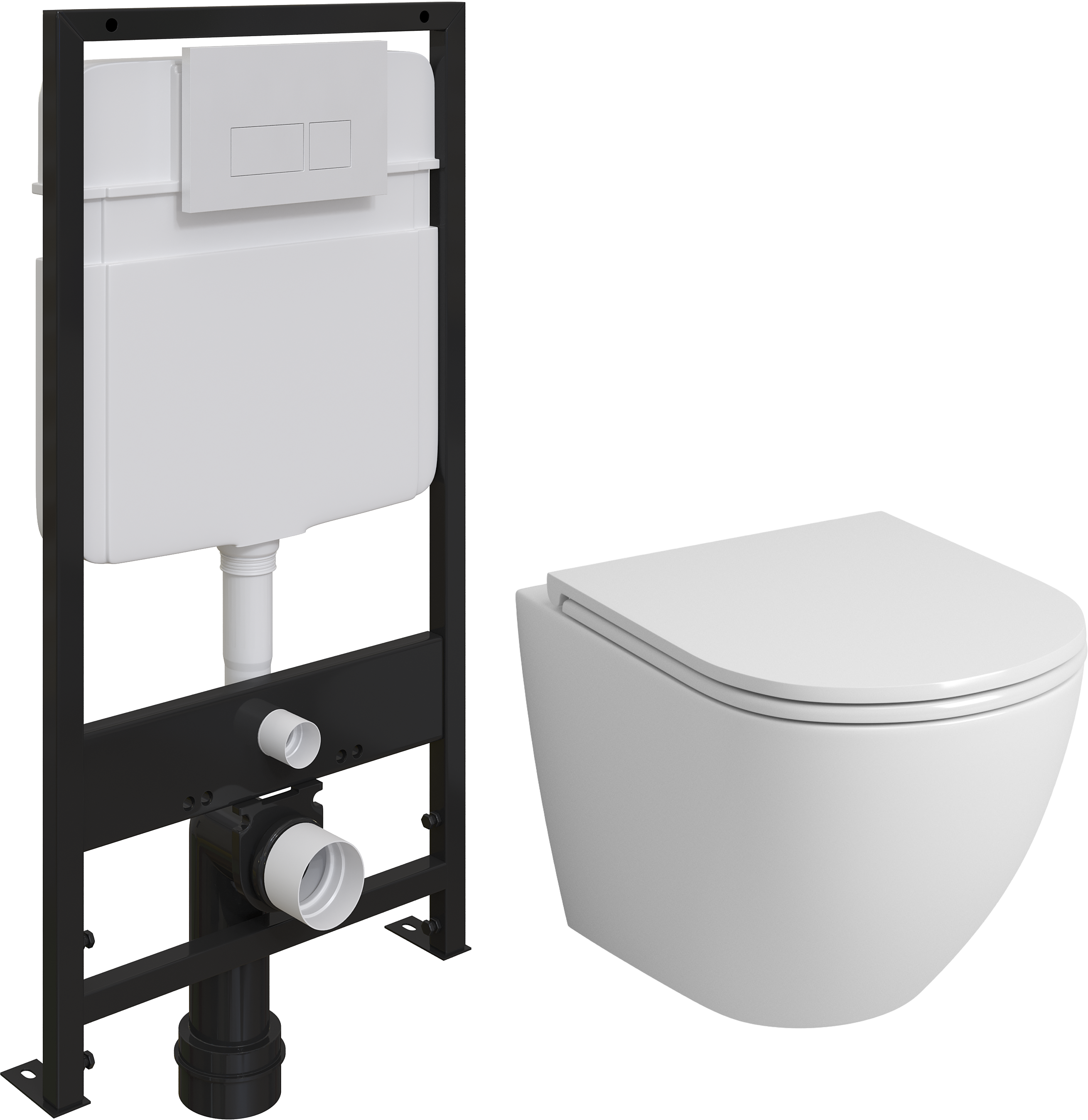 Комплект Унитаз подвесной Grossman GR-4455S безободковый, с микролифтом + Система инсталляции для унитазов EWRIKA ProLT 0026-2020 + Кнопка смыва EWRIKA 0042 белая