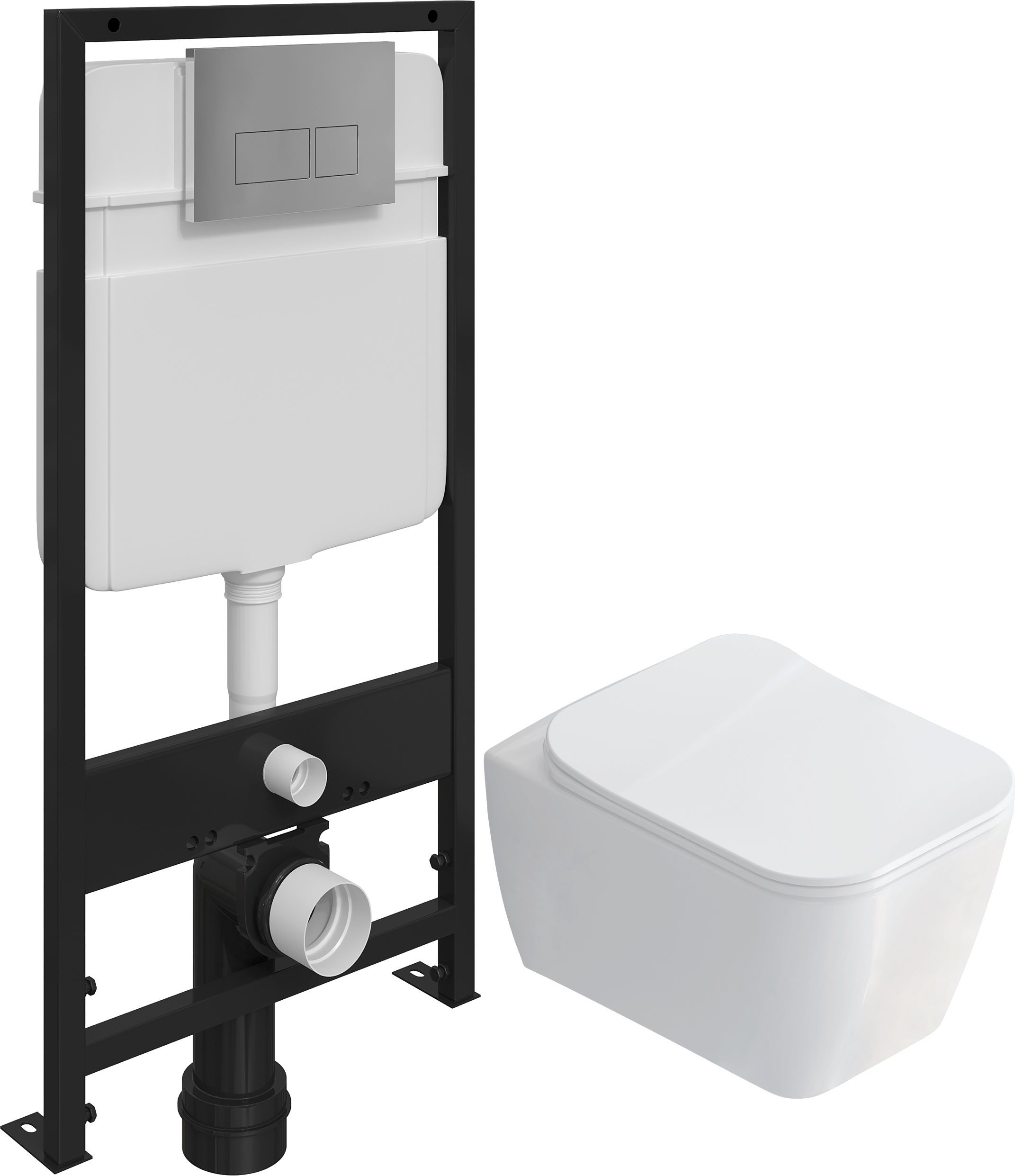 Комплект 3 в 1 Унитаз подвесной STWORKI Монтре SETK3204-2616 + Инсталляция EWRIKA ProLT 0026-2020 + Кнопка 0041